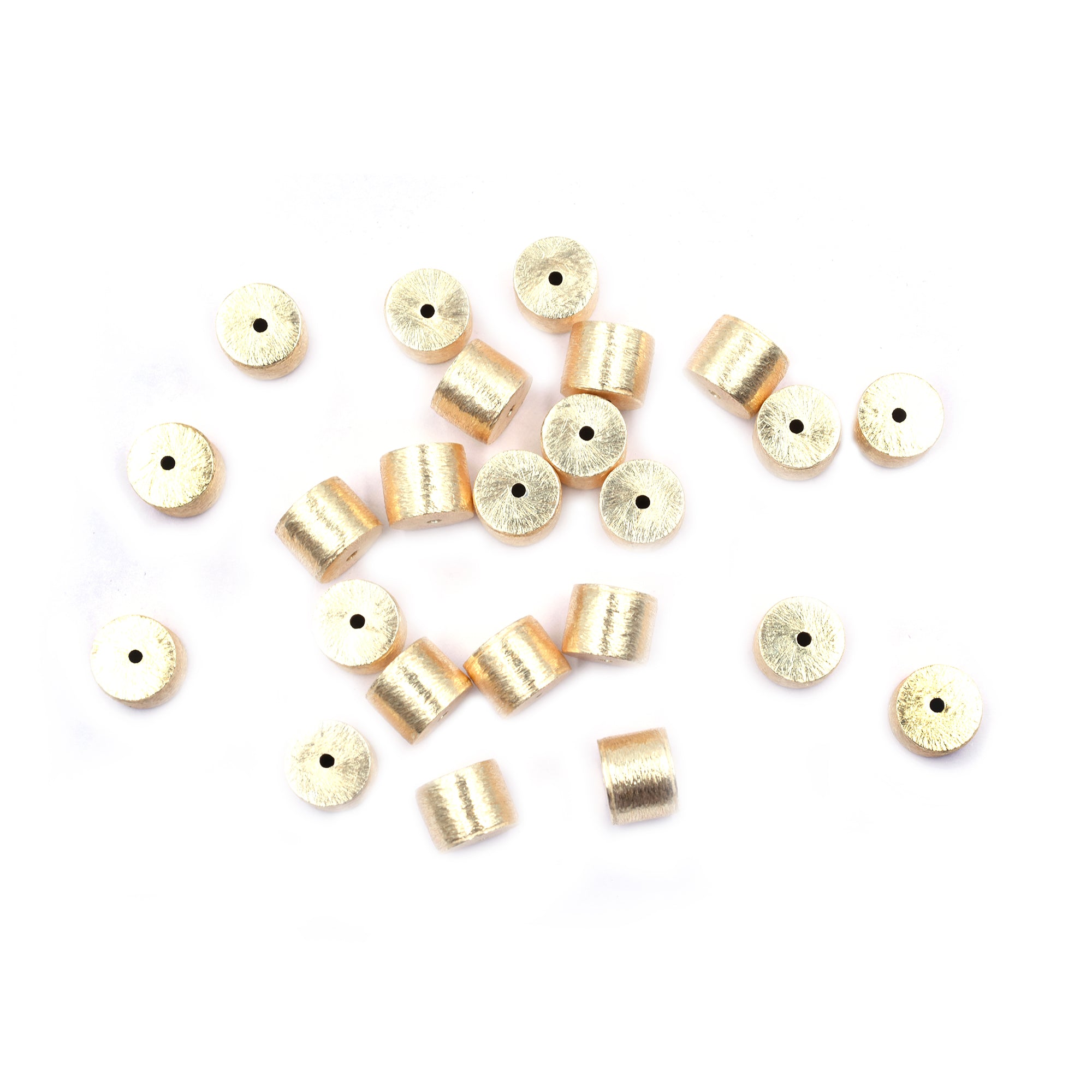 10 Pcs 8X10mm Cylinder Brushed Matte Finish Beads Gold Plated Copper