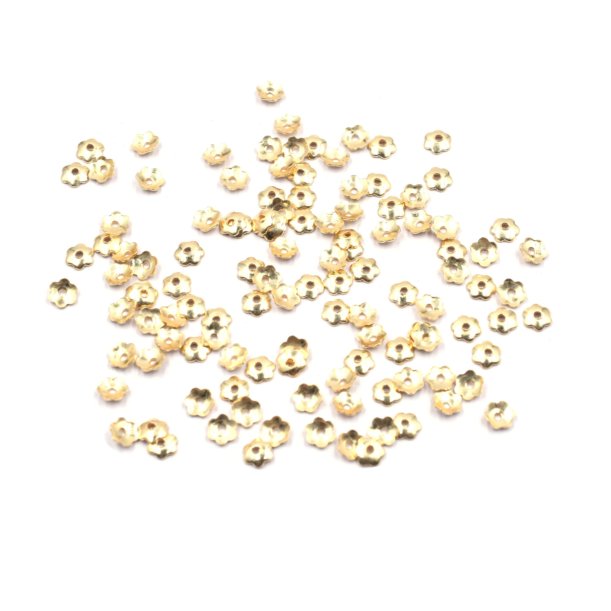 400 Pcs 5mm Half Cap Beads Gold Plated Copper