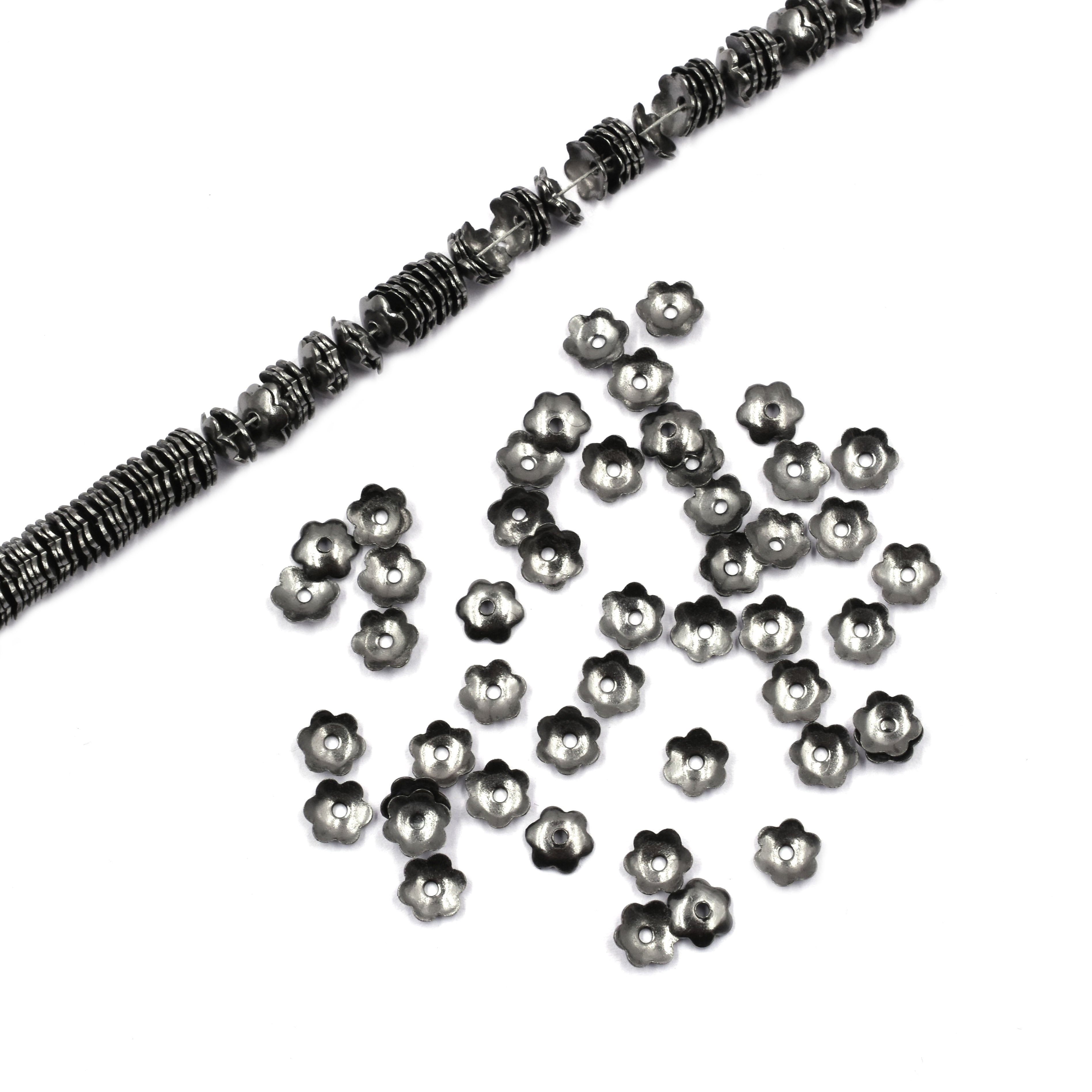 6mm Half Cap Beads Black Finished Copper