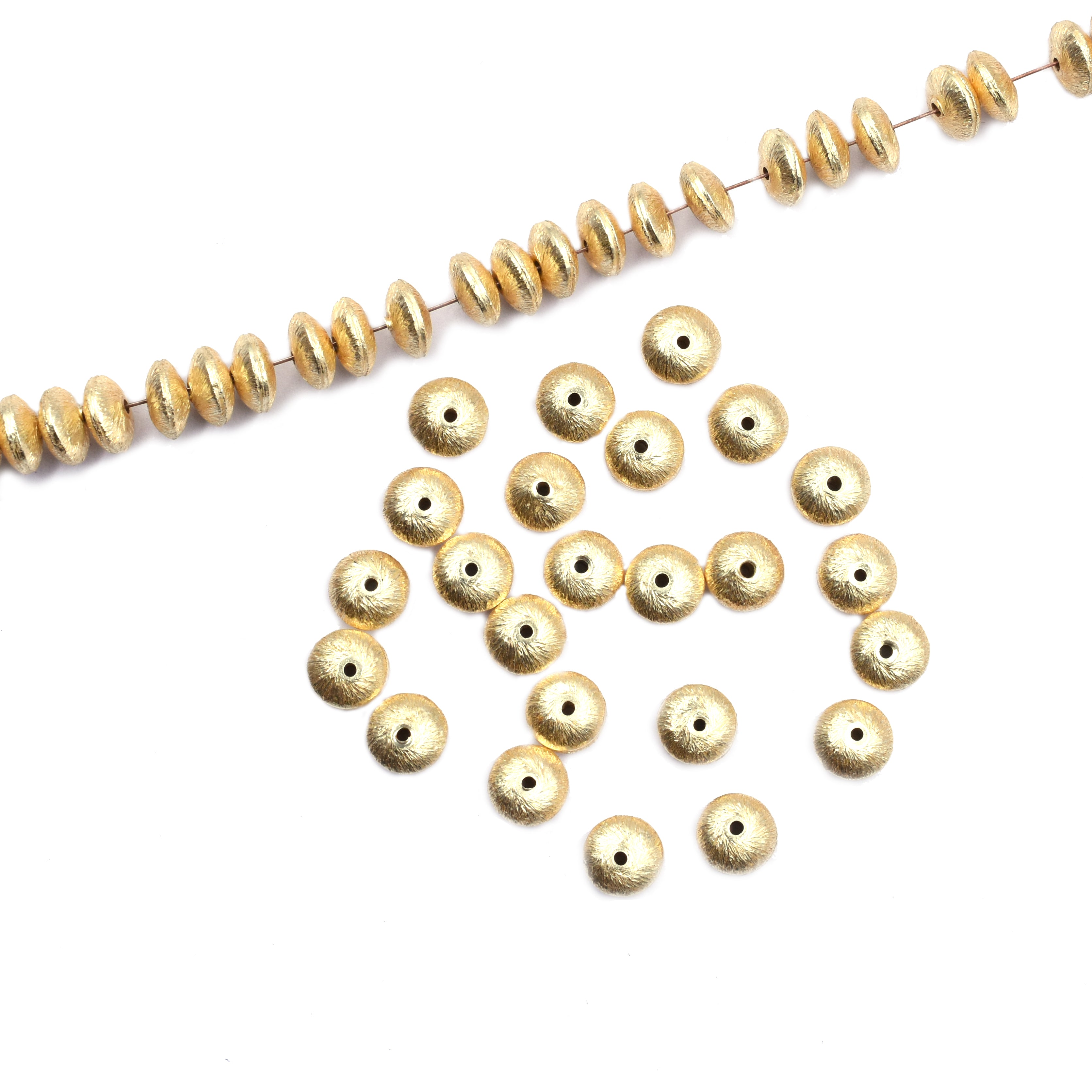 8mm Spacer Brushed Matte Finish Beads Gold Plated Copper