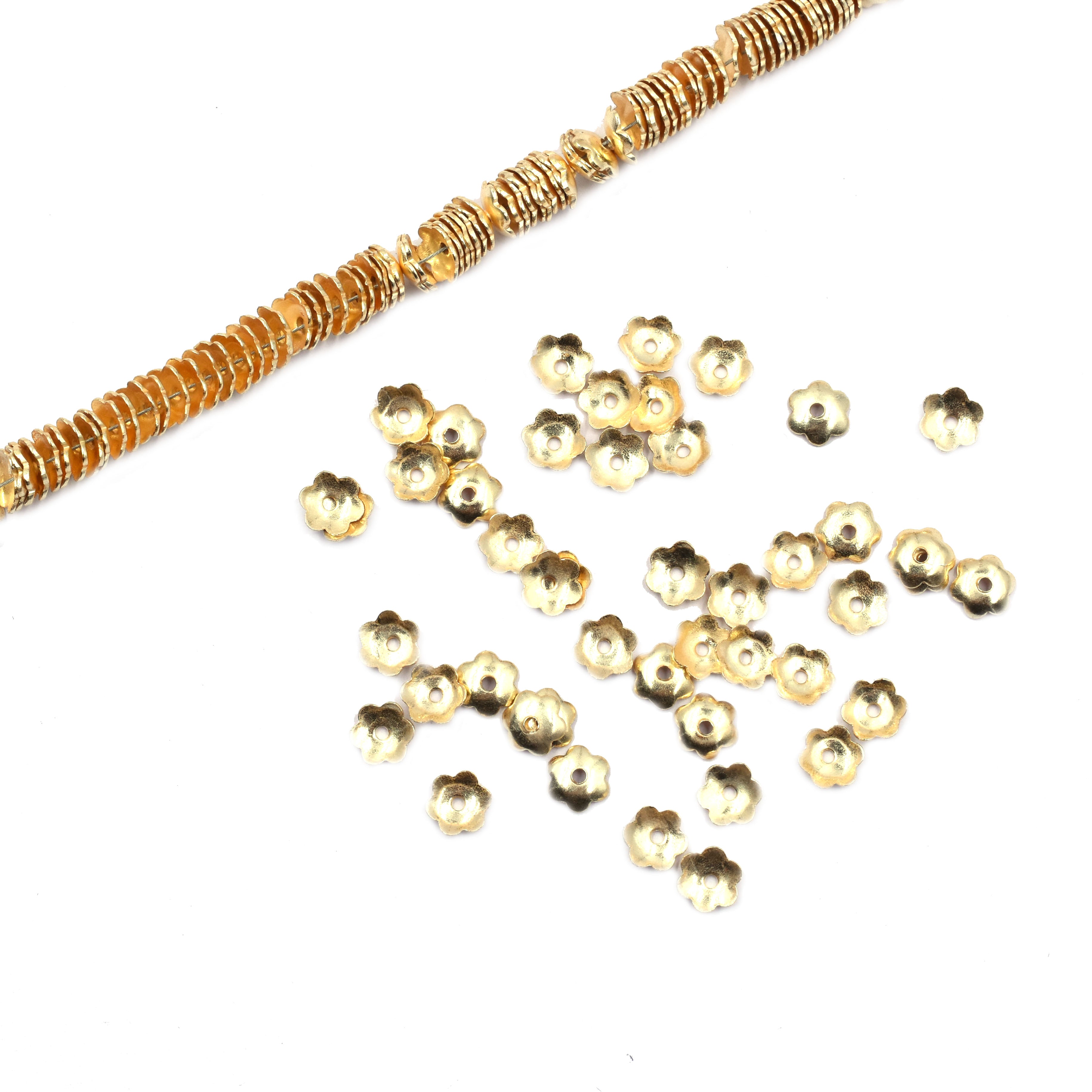 300 Pcs 6mm Half Cap Beads Gold Plated Copper