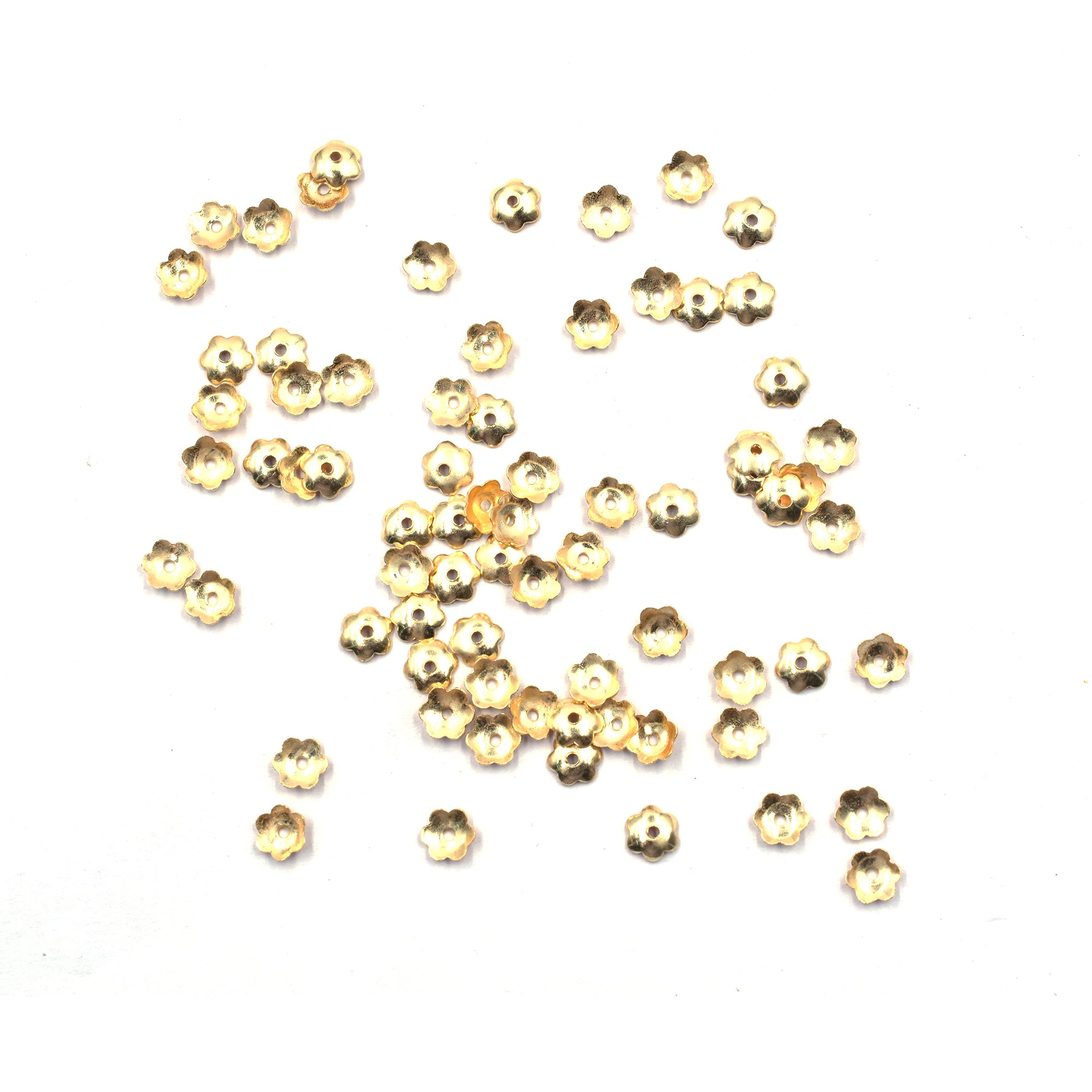 300 Pcs 6mm Half Cap Beads Gold Plated Copper