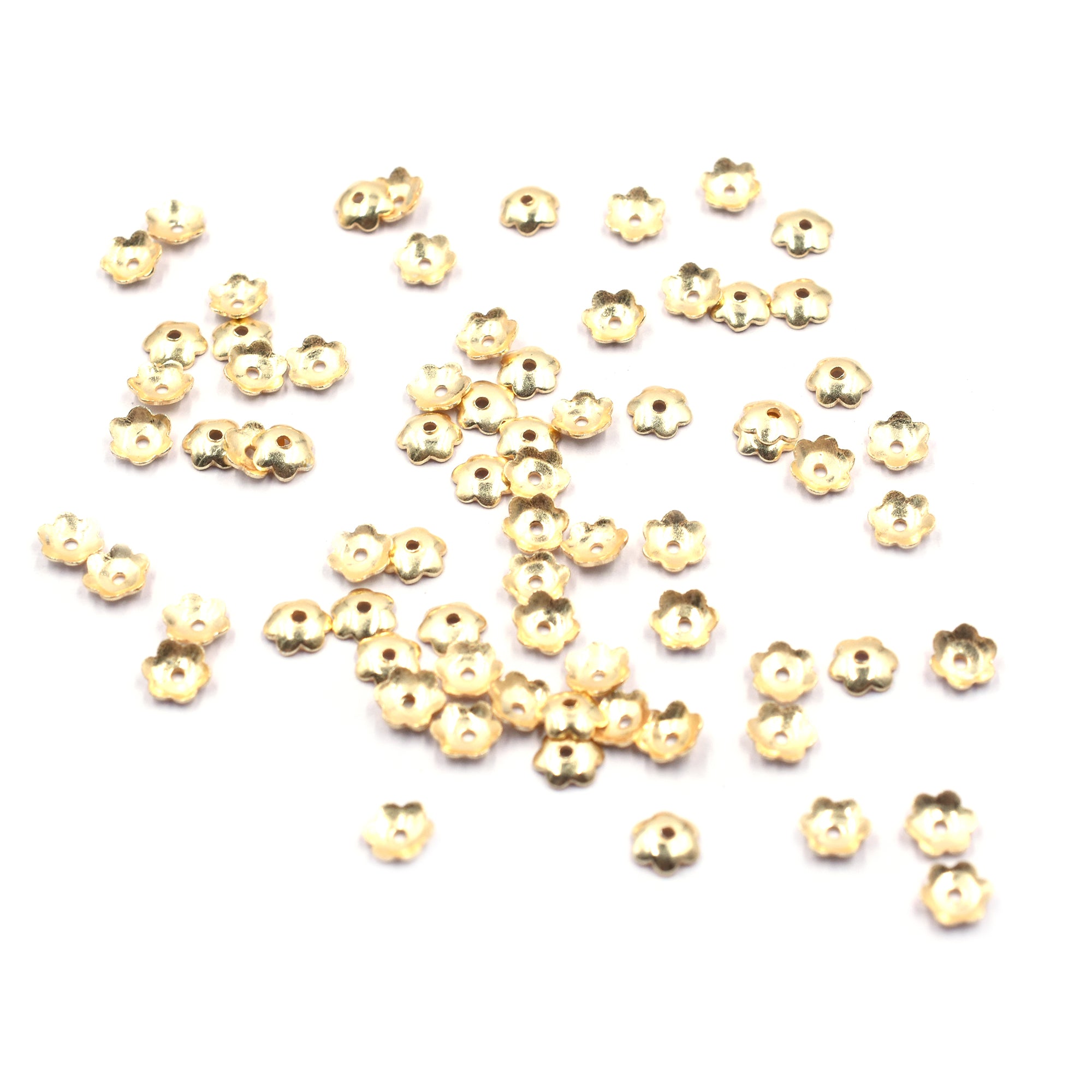 300 Pcs 6mm Half Cap Beads Gold Plated Copper