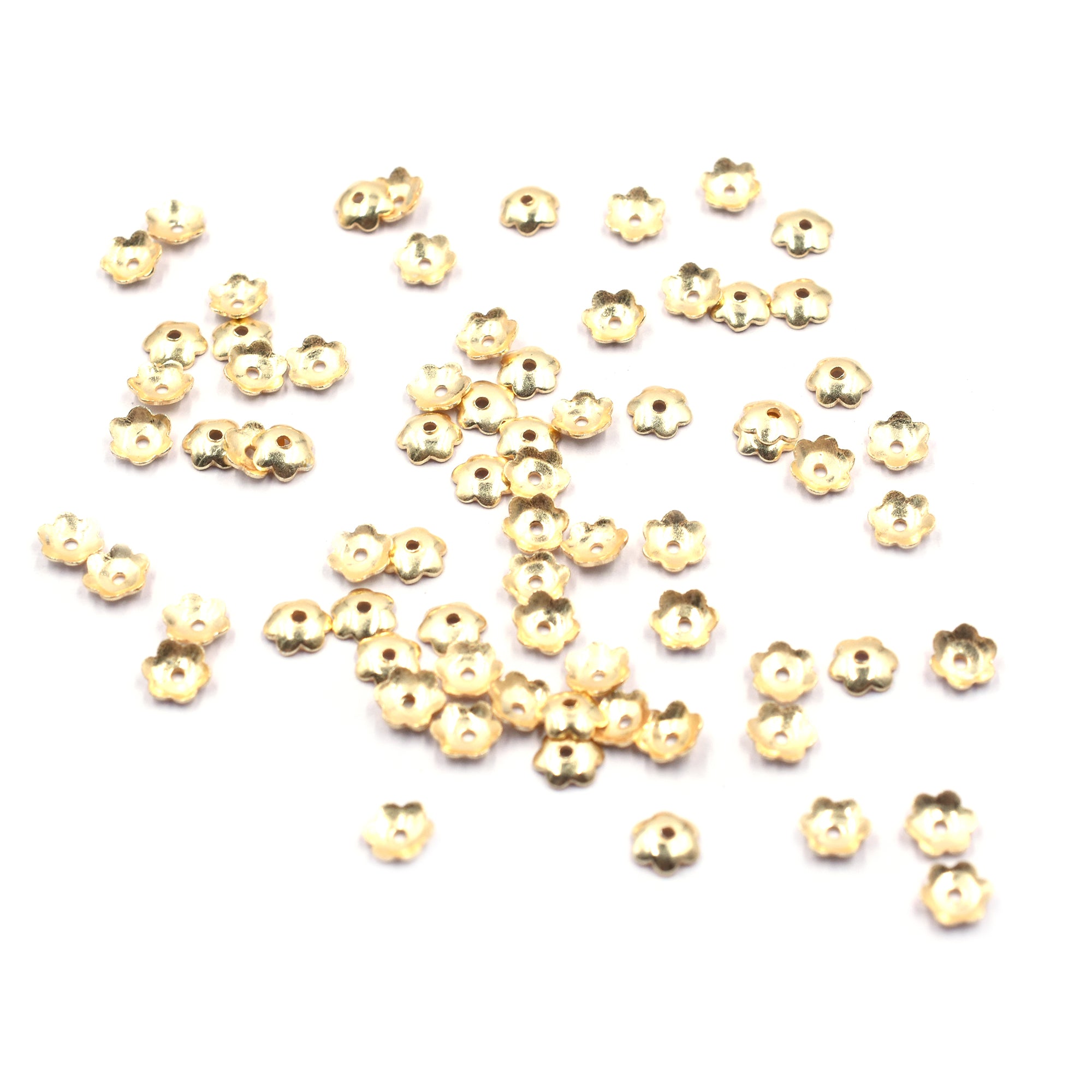 6mm Half Cap Beads Gold Plated Copper