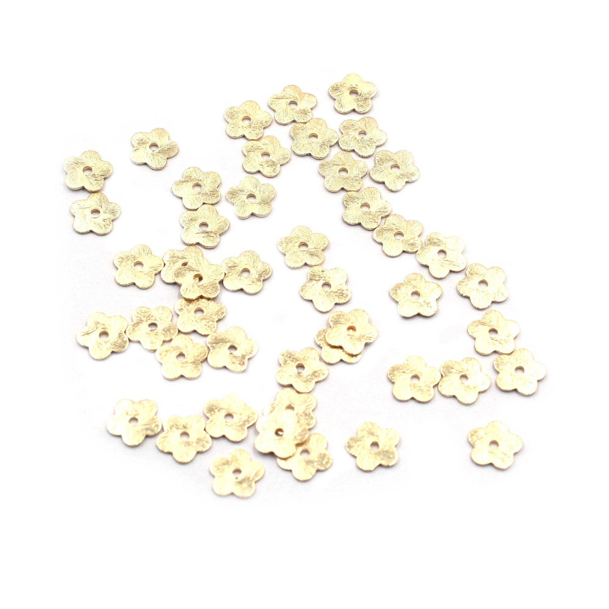 8mm Flower Disc Brushed Matte Finish Beads Gold Plated Copper