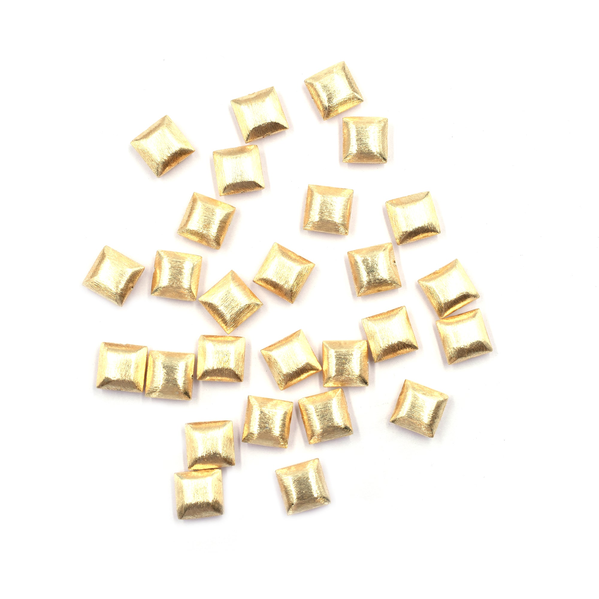 20 Pcs 12mm Cushion Brushed Matte Finish Beads Gold Plated Copper