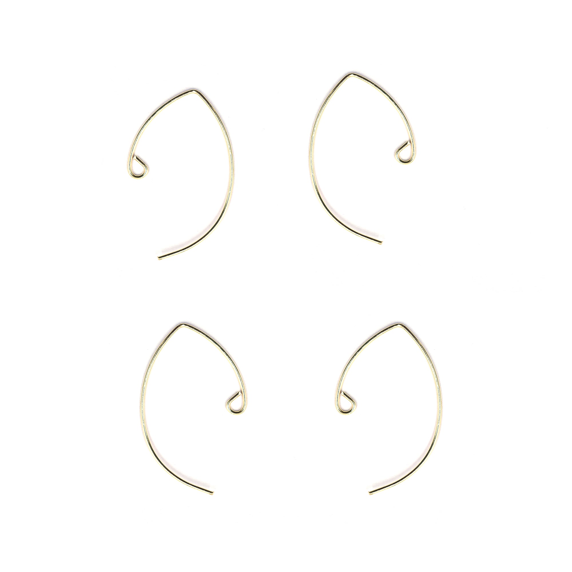 30 Pair 42mm Long Ear Wire Gold Plated Copper
