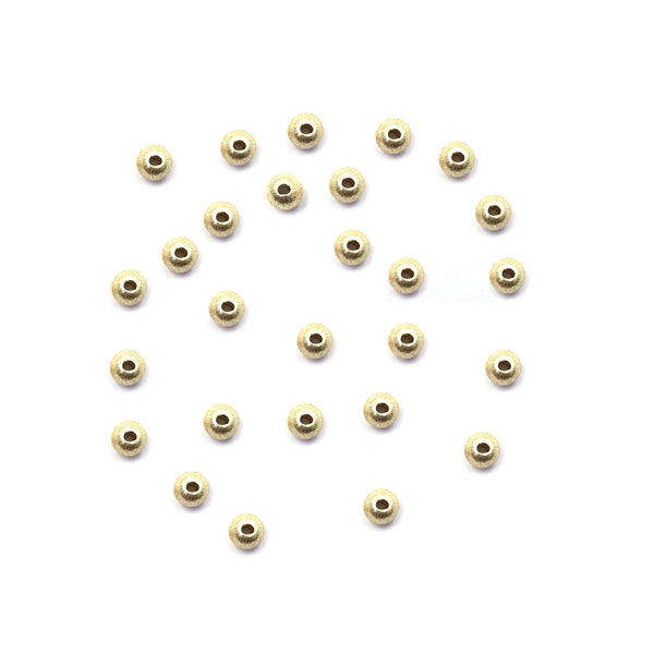 110 Pcs 6mm Spacer Brushed Matte Finish Beads Gold Plated Copper