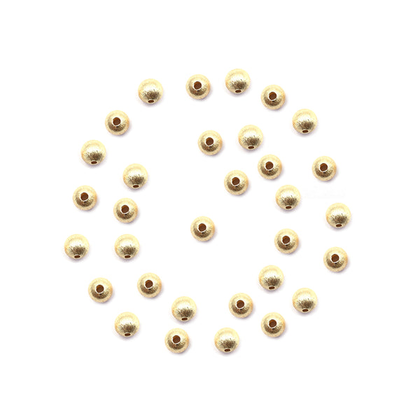 50 Pcs 8mm Spacer Brushed Matte Finish Beads Gold Plated Copper