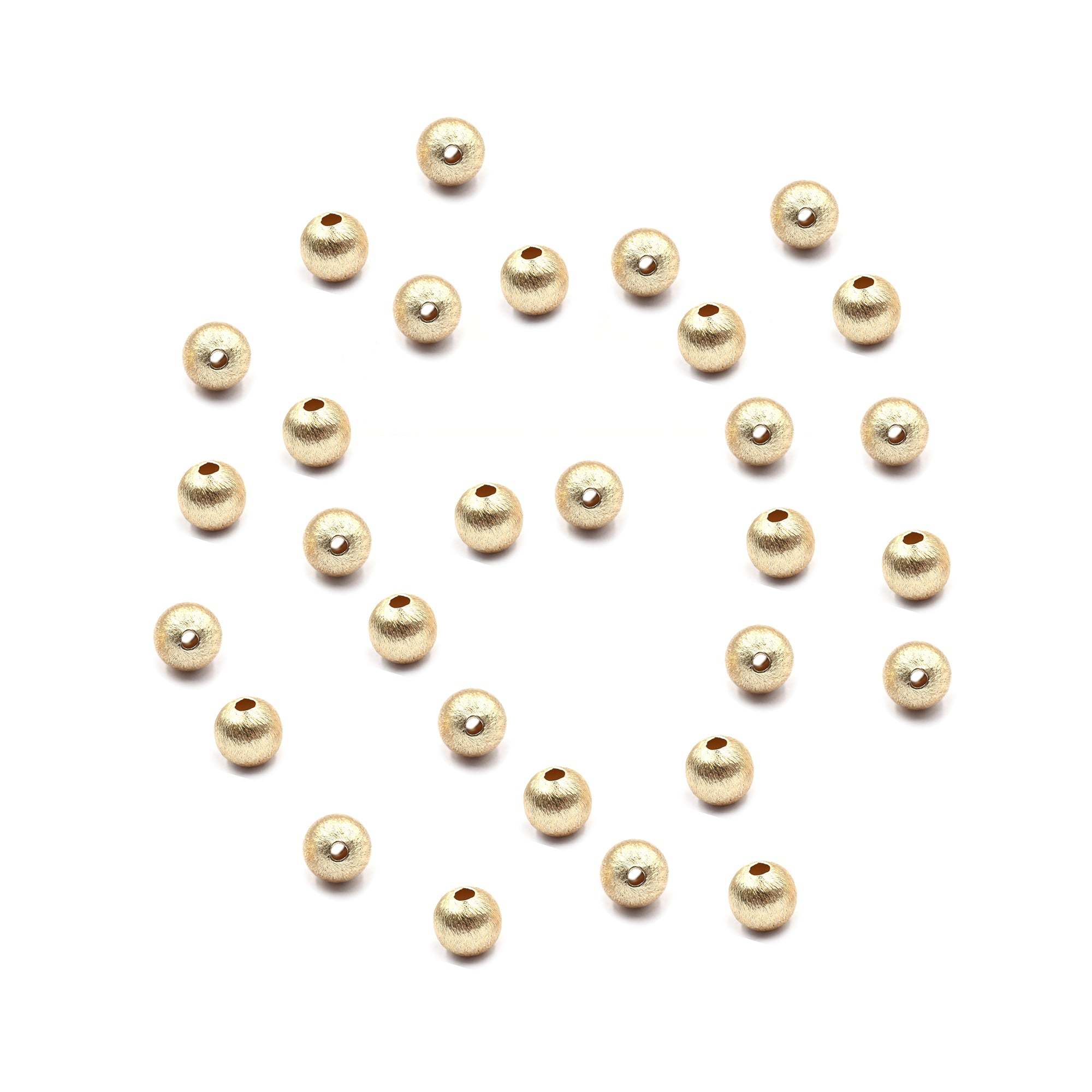 50 Pcs 8mm Spacer Brushed Matte Finish Beads Gold Plated Copper