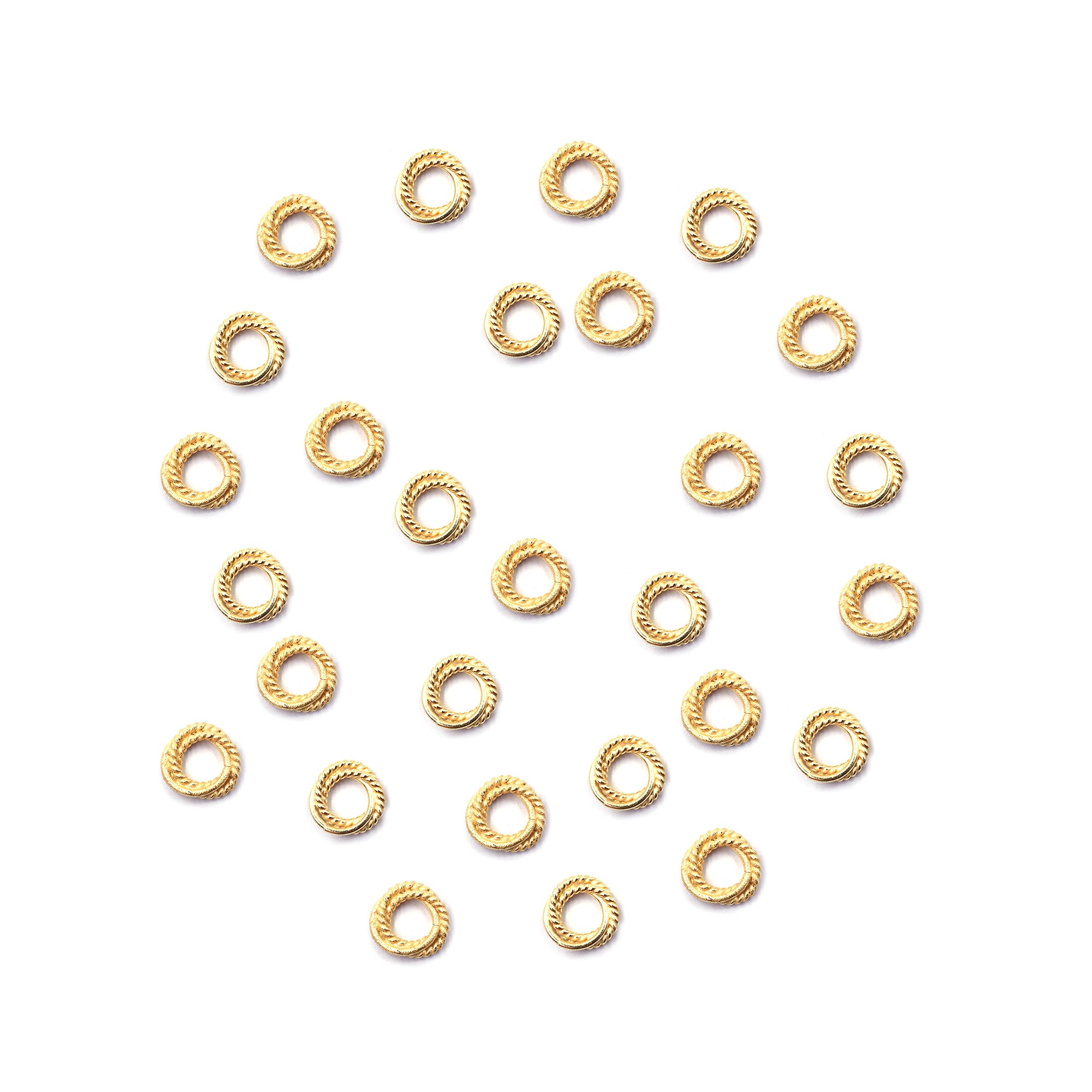 30 Pcs 10mm Twisted Wire Jump Ring Gold Plated Copper