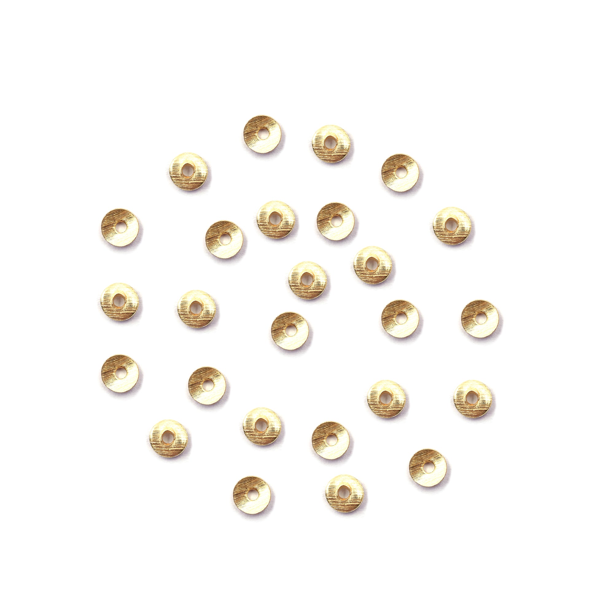 160 Pcs 4mm Wavy Disc Brushed Matte Finish Beads Gold Plated Copper