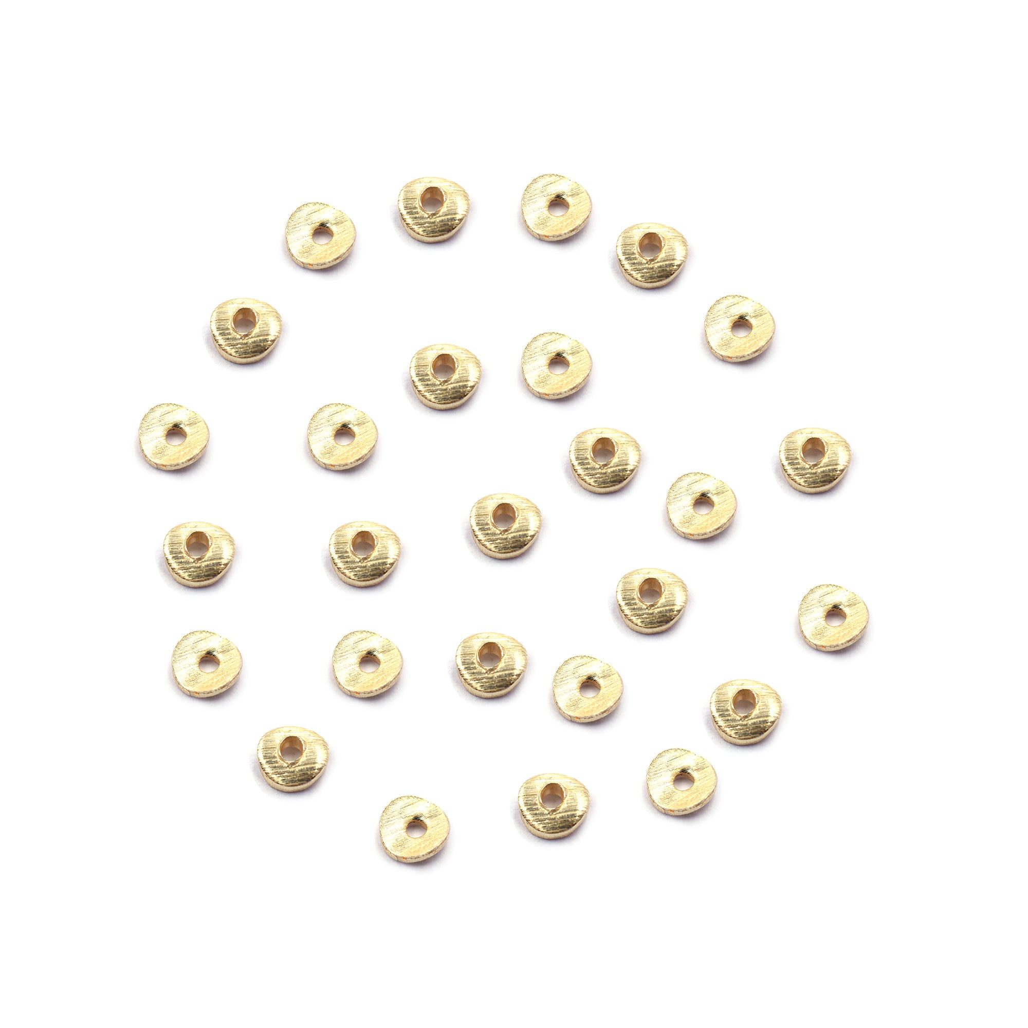160 Pcs 4mm Wavy Disc Brushed Matte Finish Beads Gold Plated Copper