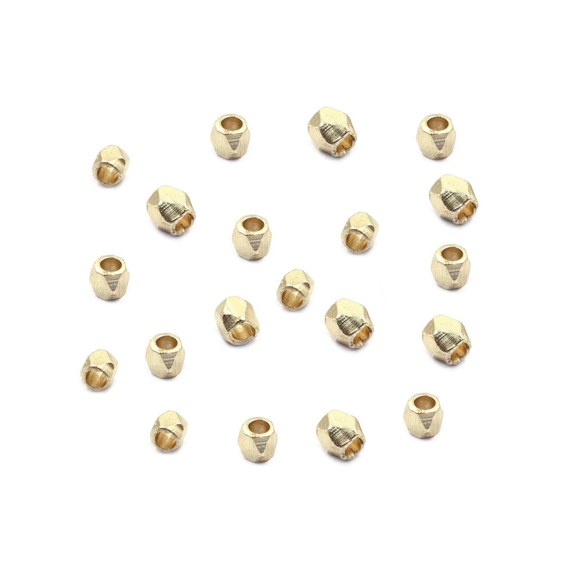 500 Pcs 2mm Diamond Cut Cube Beads Gold Plated Brass