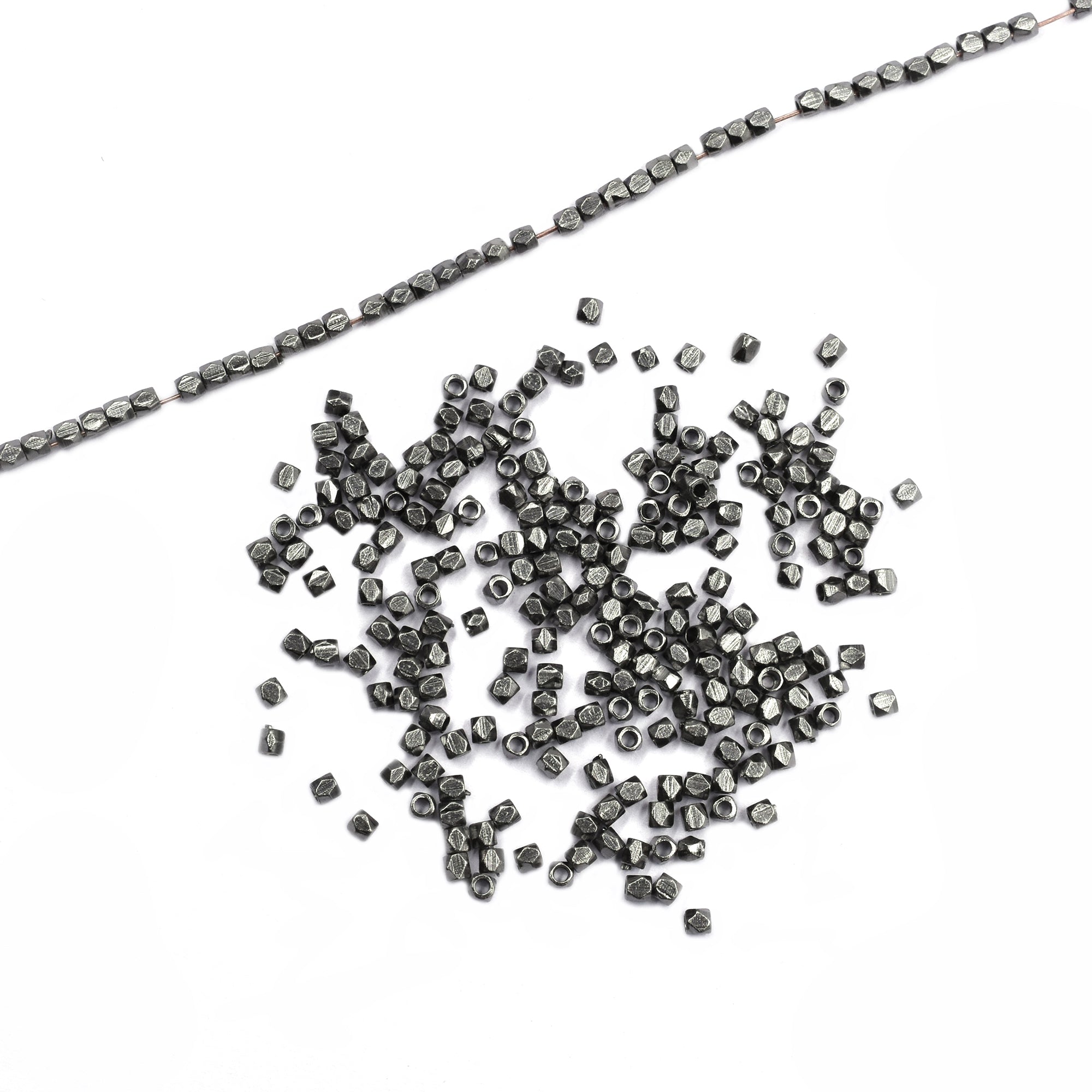500 Pcs 2mm Diamond Cut Cube Beads Black Finished Brass
