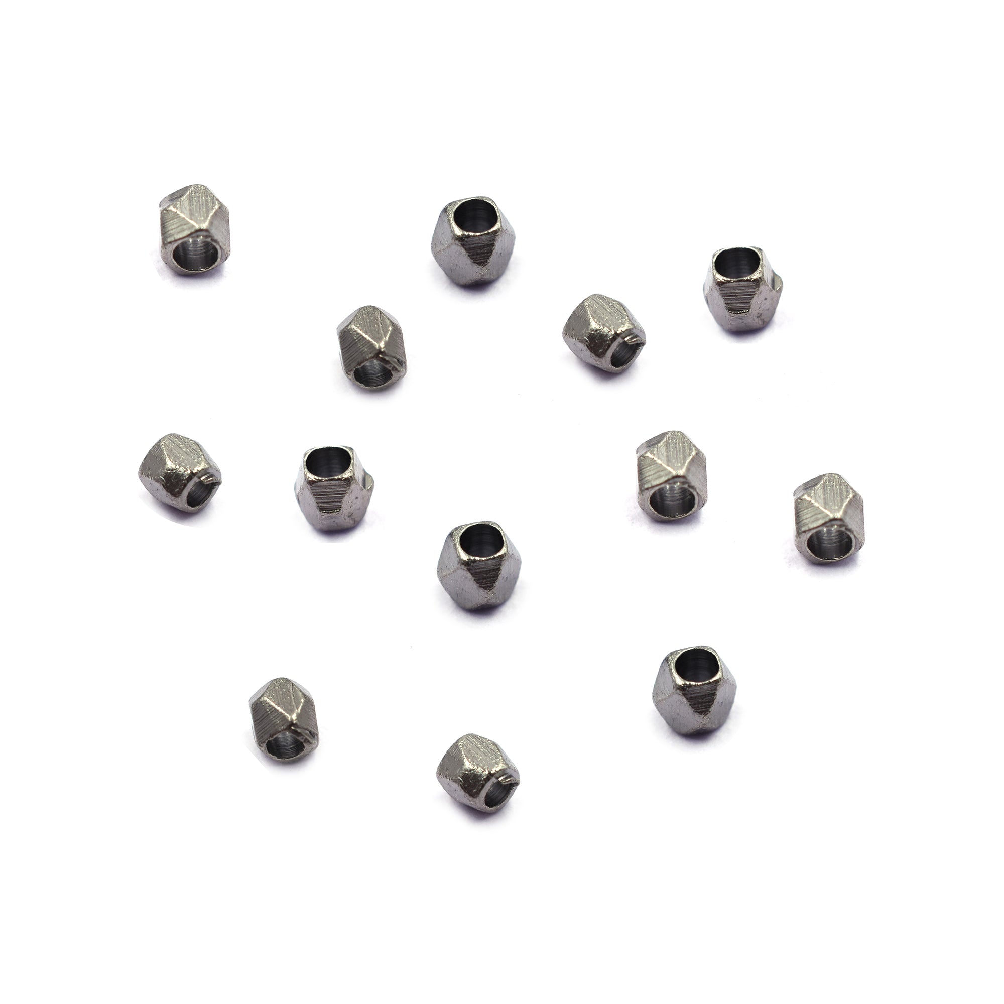 2 mm Diamond Cut Cube Beads Black Finished Brass