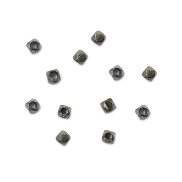 3 mm Diamond Cut Cube Beads Black Finished Brass
