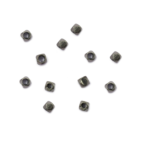 500 Pcs 3mm Diamond Cut Cube Beads Black Finished Brass