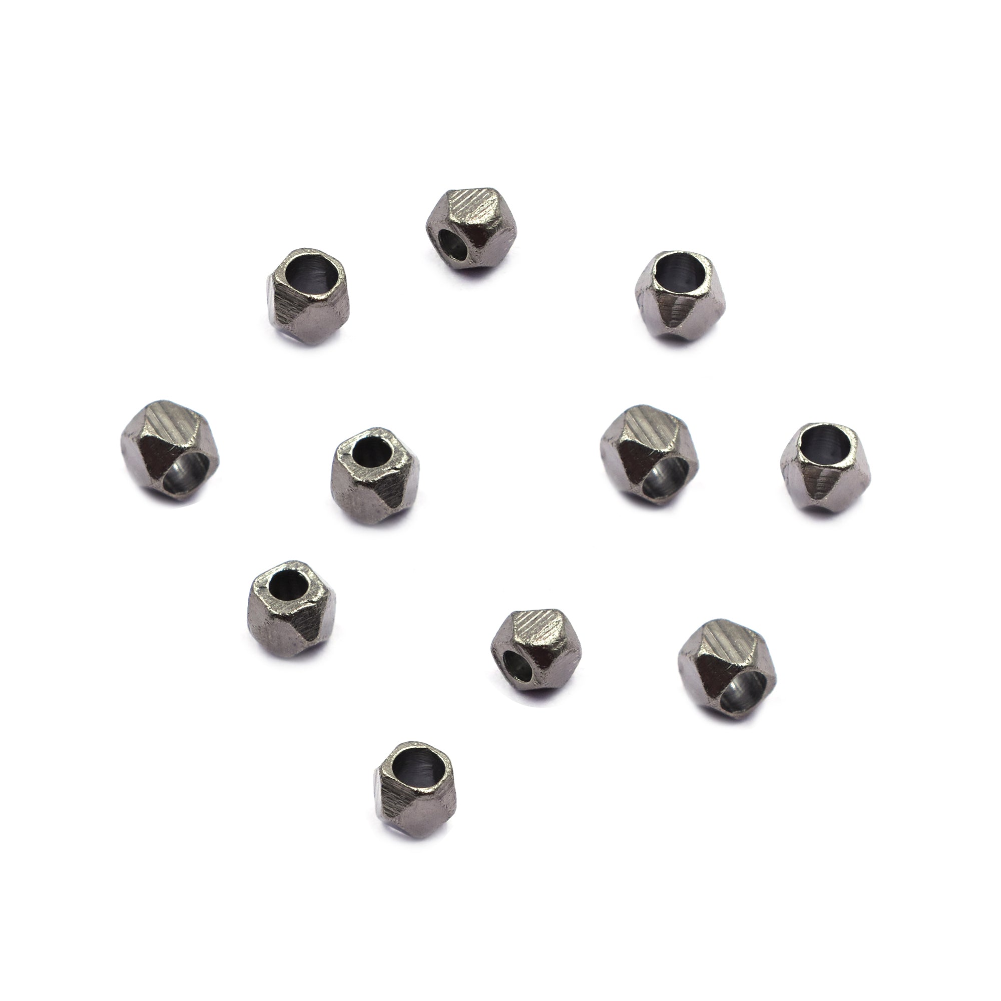 3 mm Diamond Cut Cube Beads Black Finished Brass