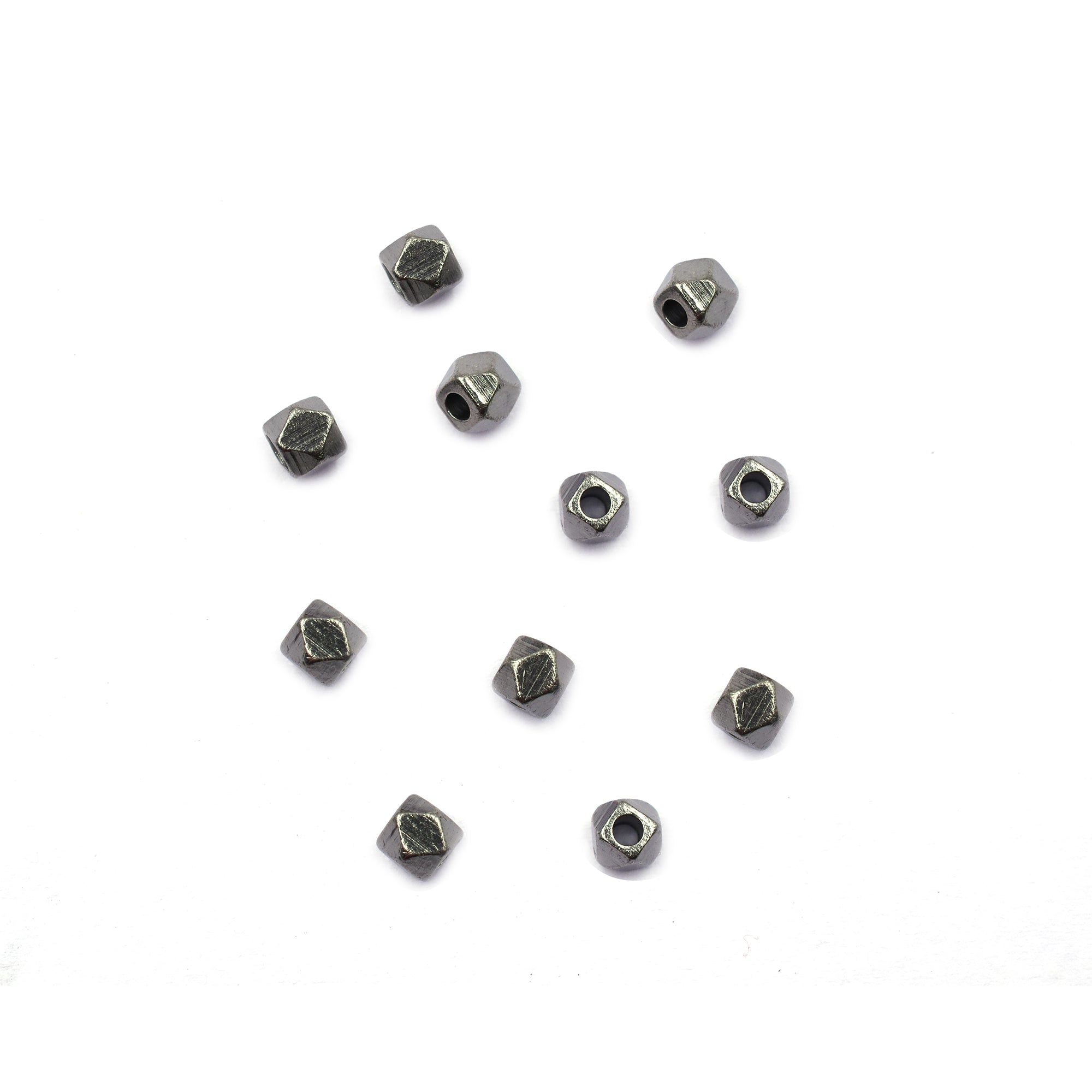 4 mm Diamond Cut Cube Beads Black Finished Brass