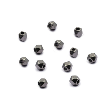 4 mm Diamond Cut Cube Beads Black Finished Brass