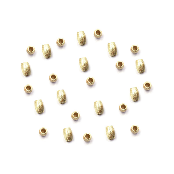 70 Pcs 6X4mm Cylinder Brushed Matte Finish Beads Gold Plated Copper