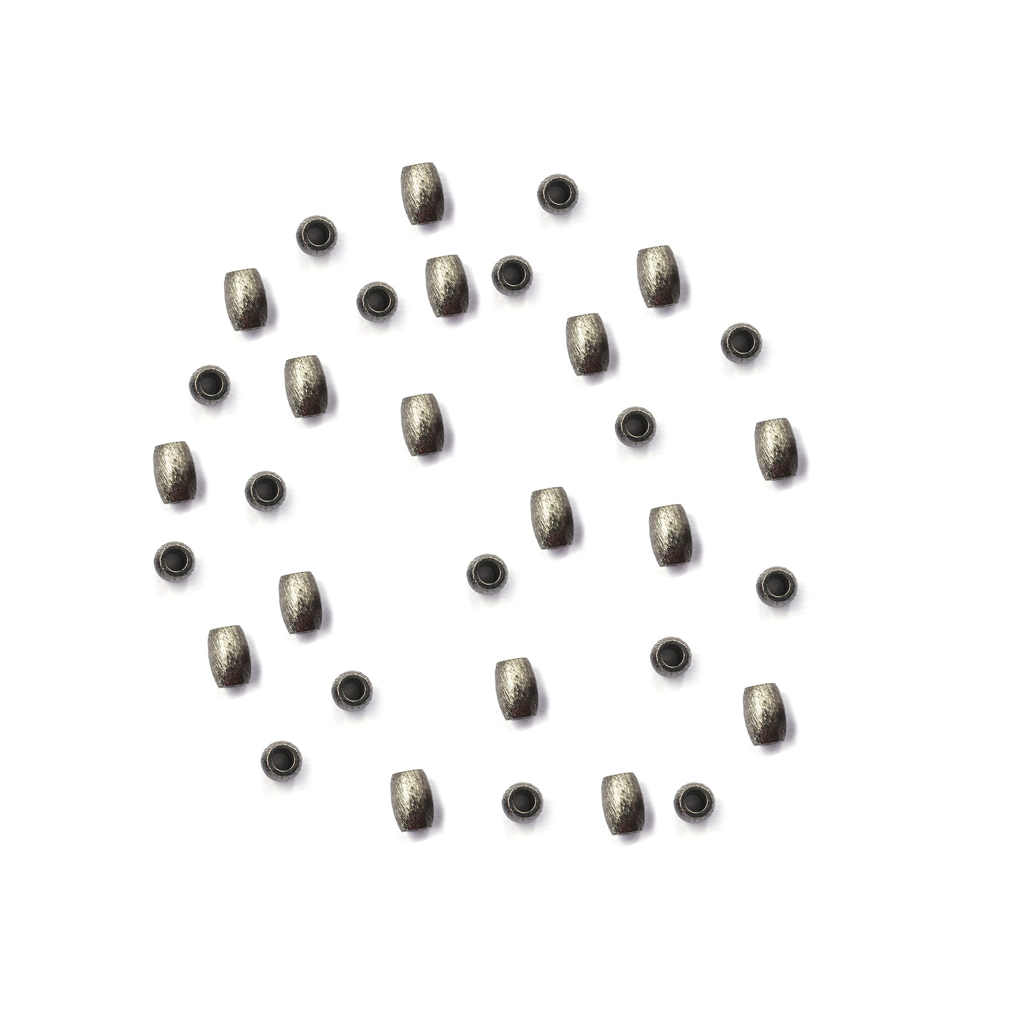 70 Pcs 6X4mm Cylinder Brushed Matte Finish Beads Black Finished Copper