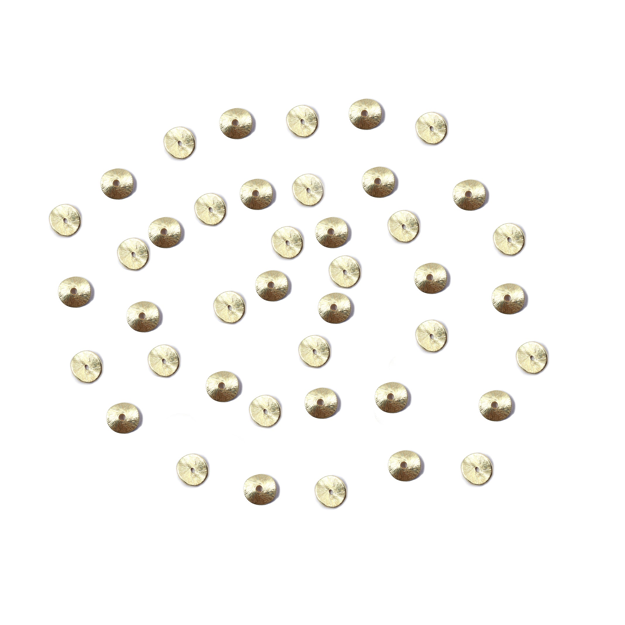 65 Pcs 8mm Wavy Disc Brushed Matte Finish Beads Gold Plated Copper