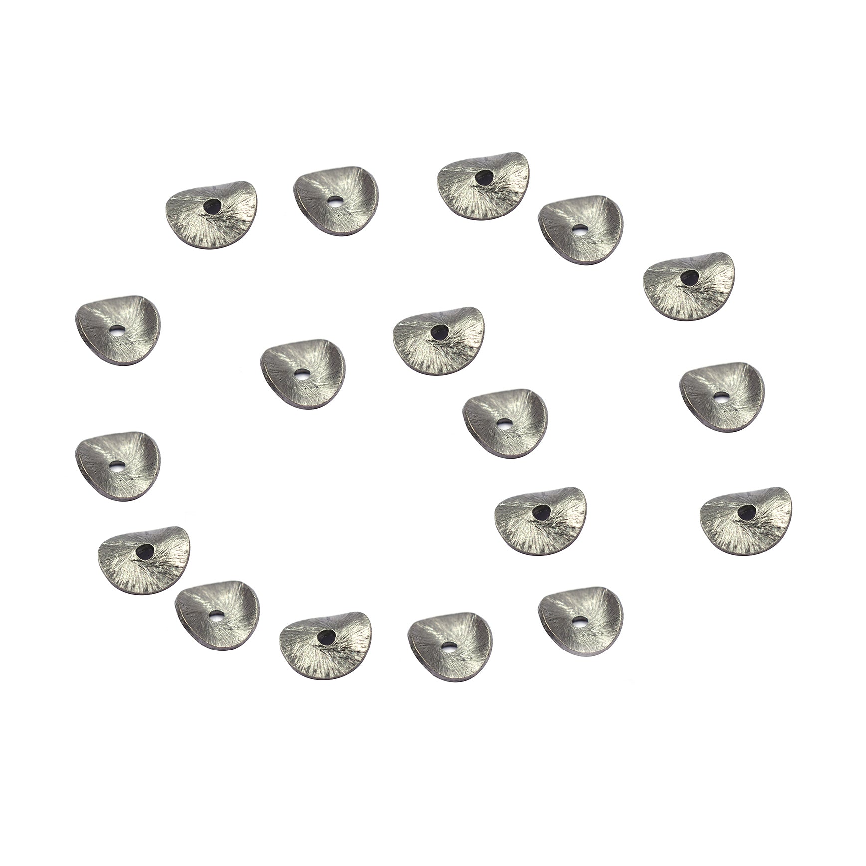 65 Pcs 8mm Wavy Disc Brushed Matte Finish Beads Black Finished Copper