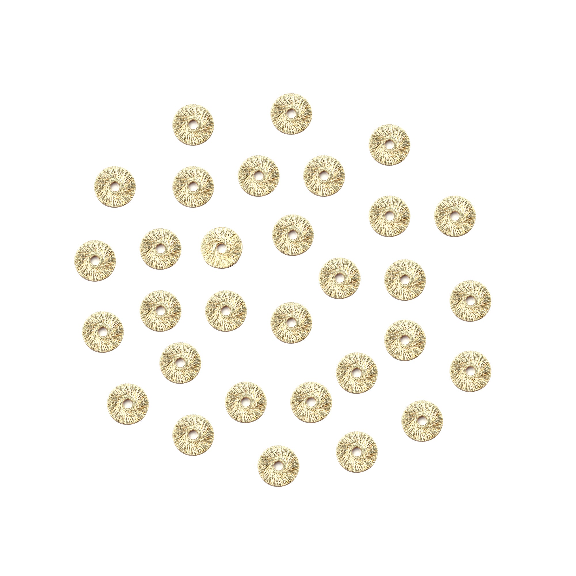 120 Pcs 6mm Flat Wavy Disc Brushed Matte Finish Beads Gold Plated Copper