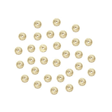 120 Pcs 6mm Flat Wavy Disc Brushed Matte Finish Beads Gold Plated Copper