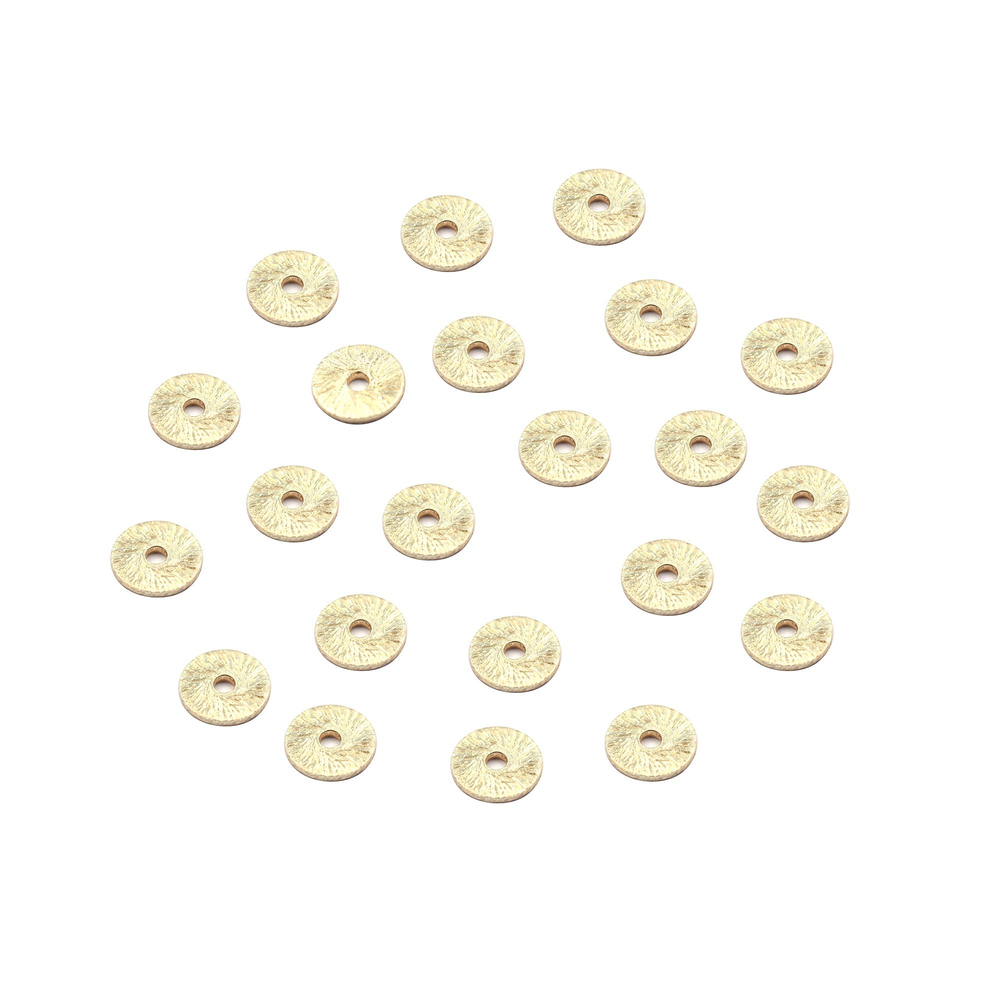 120 Pcs 6mm Flat Wavy Disc Brushed Matte Finish Beads Gold Plated Copper