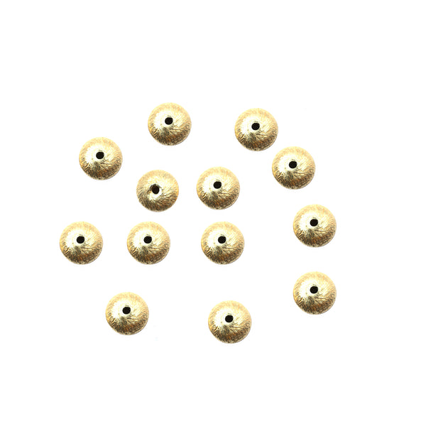 30 Pcs 8mm Spacer Brushed Matte Finish Beads Gold Plated Copper