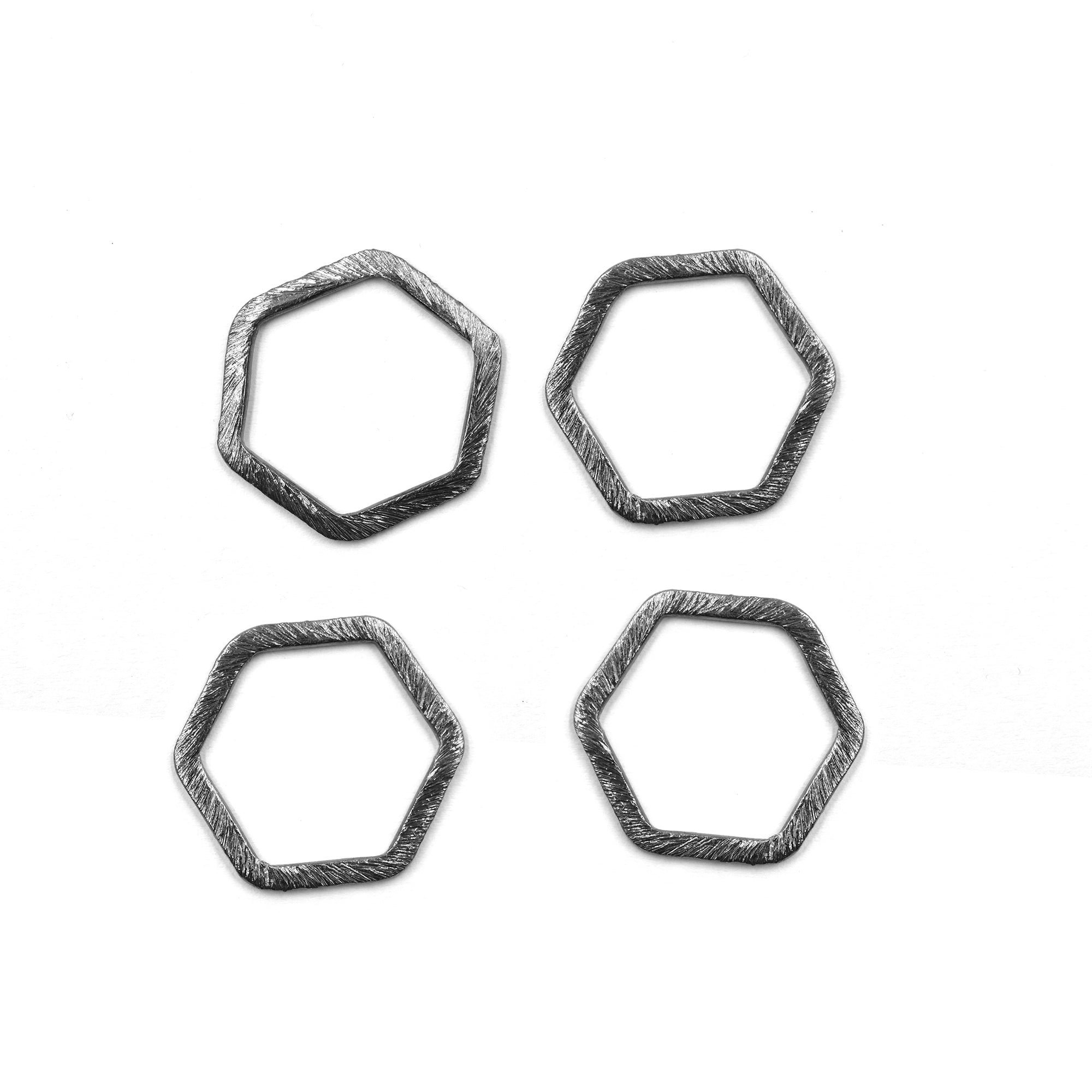 20 Pcs 20mm Hexagon Brushed Matte Finish Connector Closed Ring Hoop Black Finished Copper