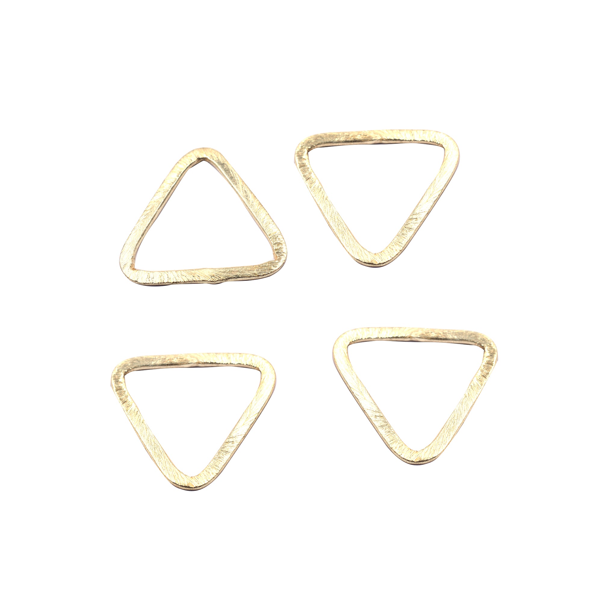 20 Pcs 24mm Triangle Brushed Matte Finish Links Hoops Connector Gold Plated Copper