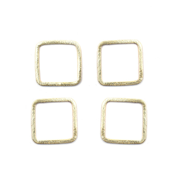 20 Pcs 24mm Square Brushed Matte Finish Links Hoops Connector Gold Plated Copper
