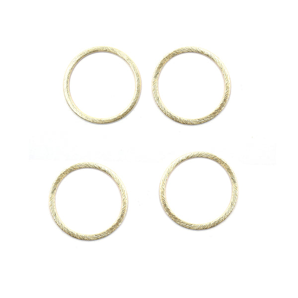 20 Pcs 30mm Round Brushed Matte Finish Connector Closed Ring Hoop Gold Plated Copper