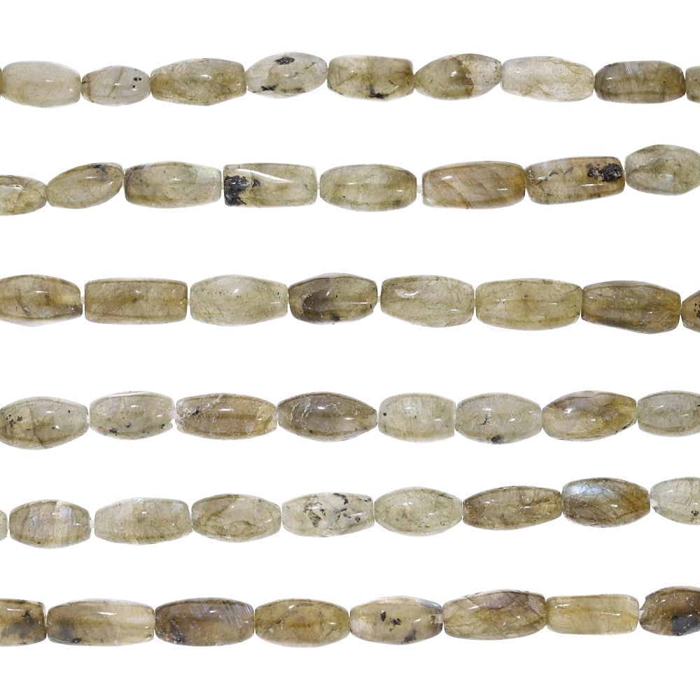 Labradorite 12X7 MM Smooth Rice Shape Gemstone Beads Strand