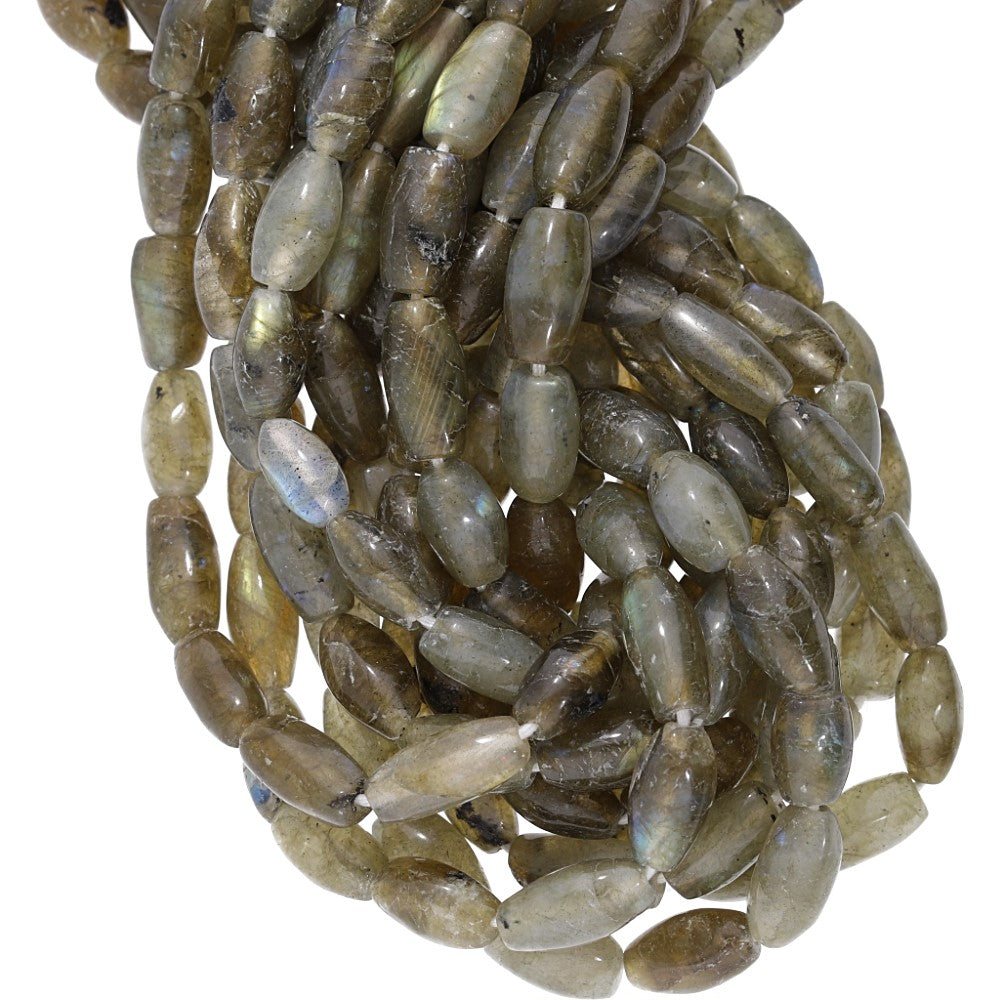 Labradorite 12X7 MM Smooth Rice Shape Gemstone Beads Strand