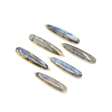 Long pear-shaped labradorite set in silver vermeil pendant
