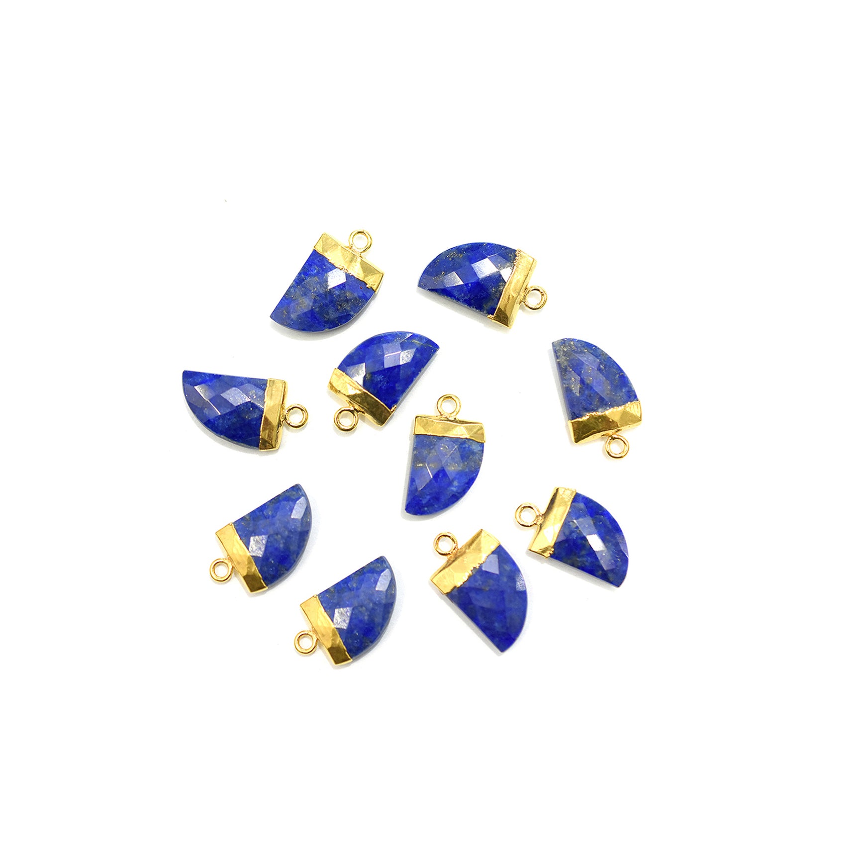Lapis Lazuli 14X10 MM Horn Shape Gold Electroplated Pendant