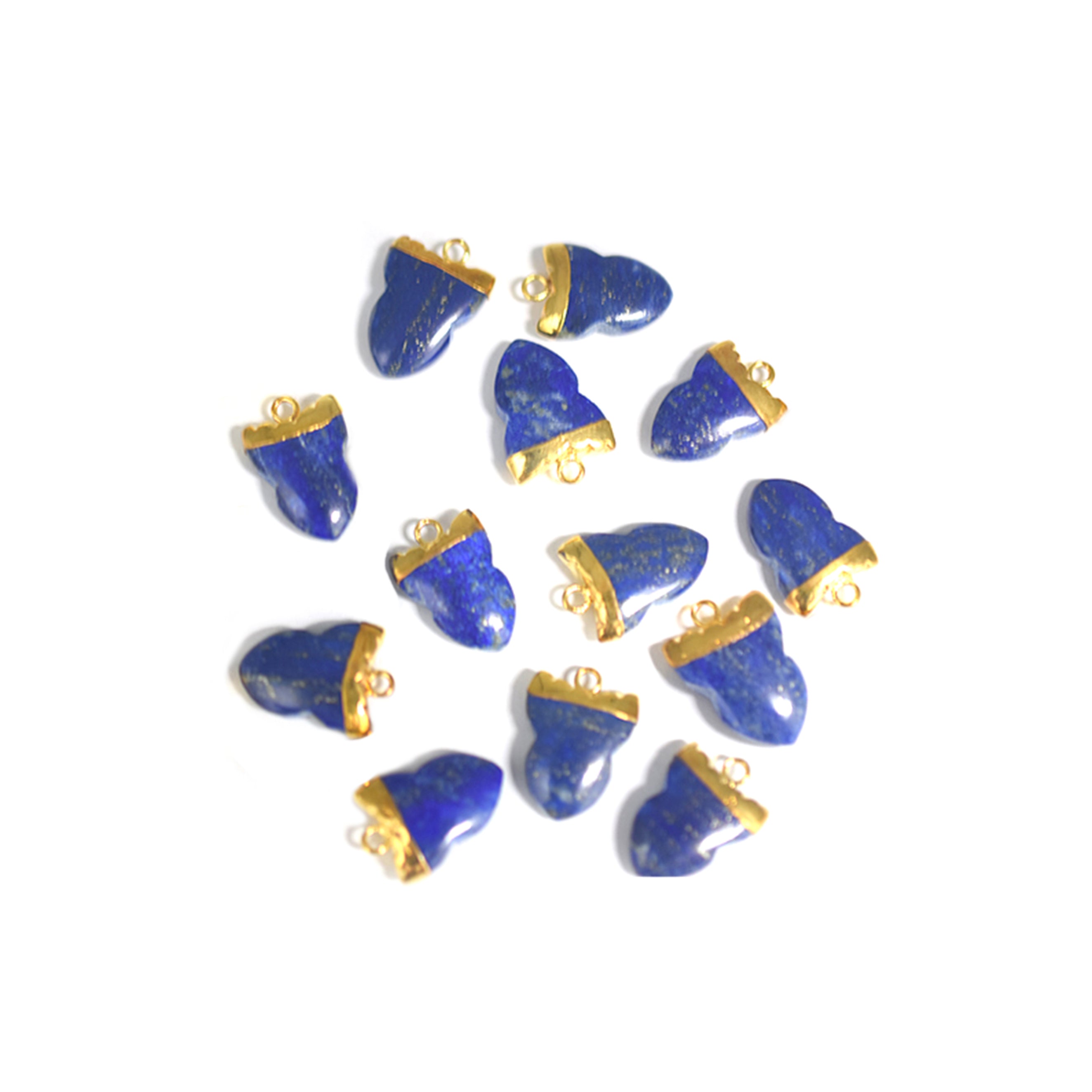 Lapis Lazuli 17X13 MM Shark Tooth Shape Gold Electroplated Pendant