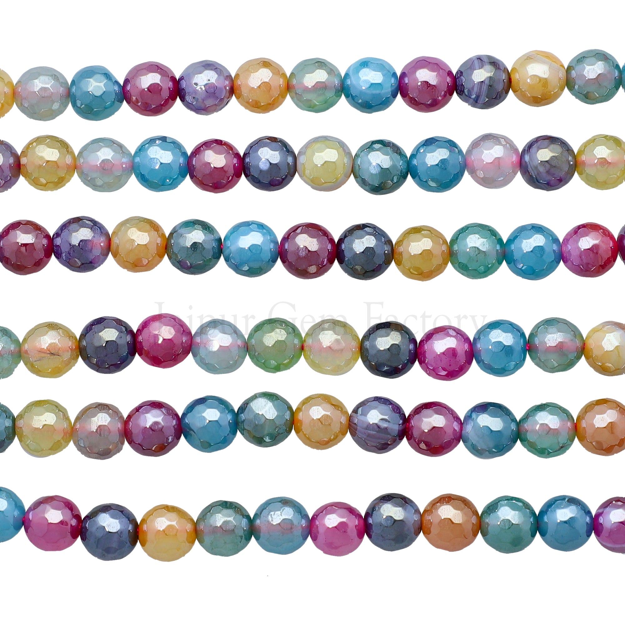 8 MM Mystic Coated Agate Faceted Round Beads 15 Inches Strand