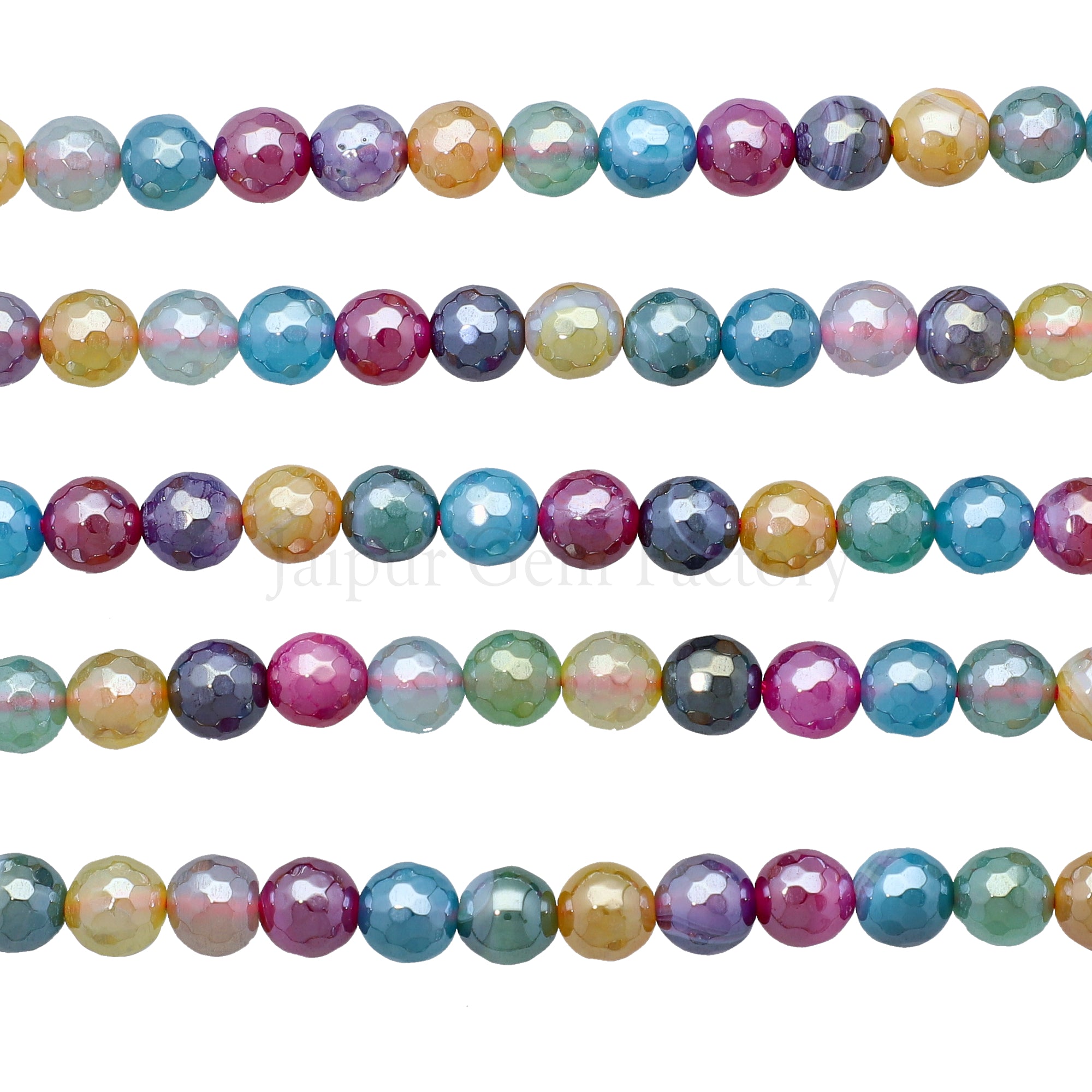 8 MM Mystic Coated Agate Faceted Round Beads 15 Inches Strand