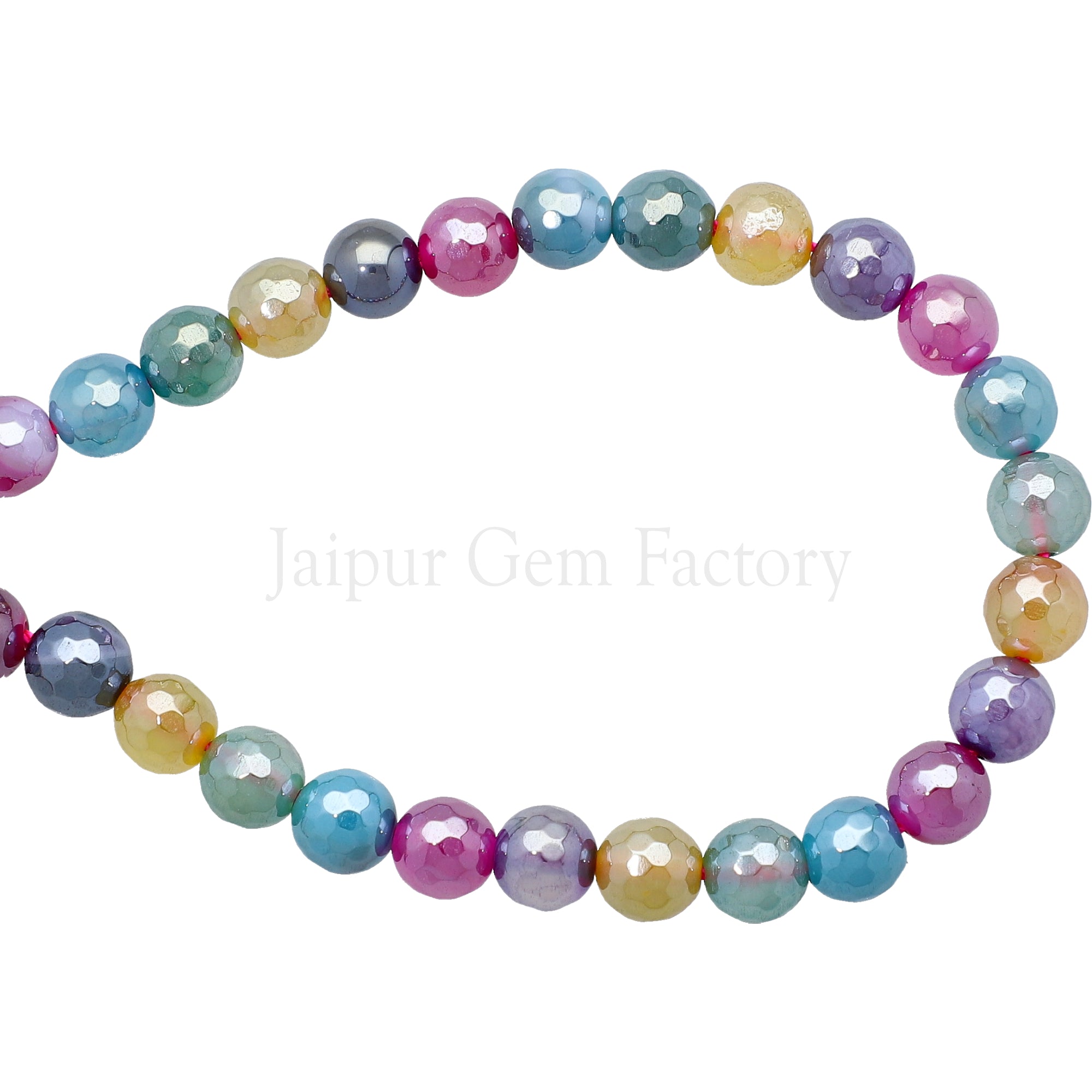 8 MM Mystic Coated Agate Faceted Round Beads 15 Inches Strand