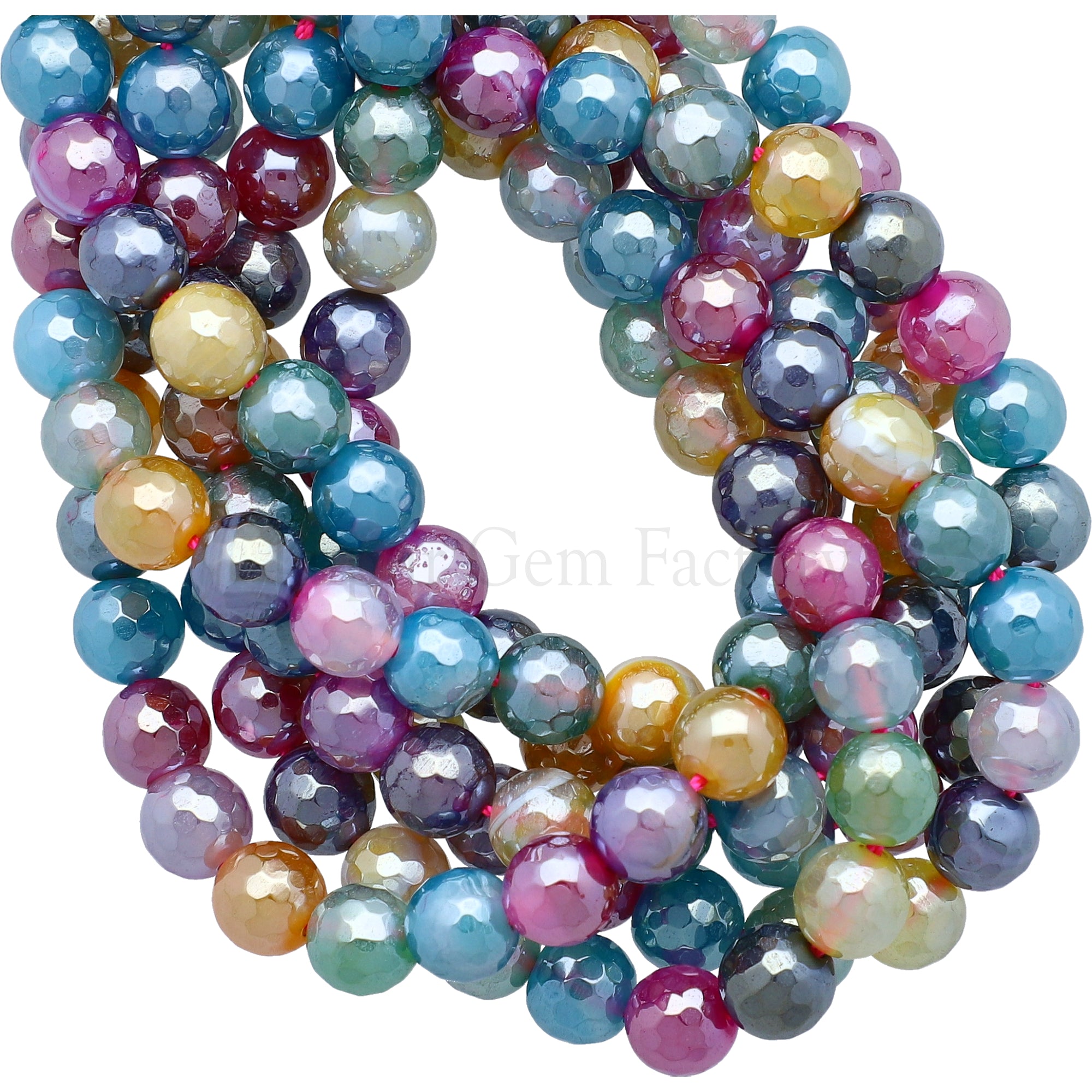 8 MM Mystic Coated Agate Faceted Round Beads 15 Inches Strand