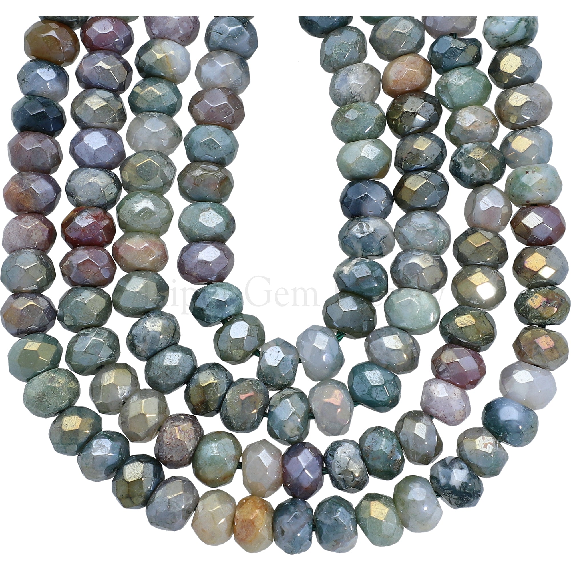 8 MM Mystic Coated Jasper Faceted Rondelle Beads 15 Inches Strand