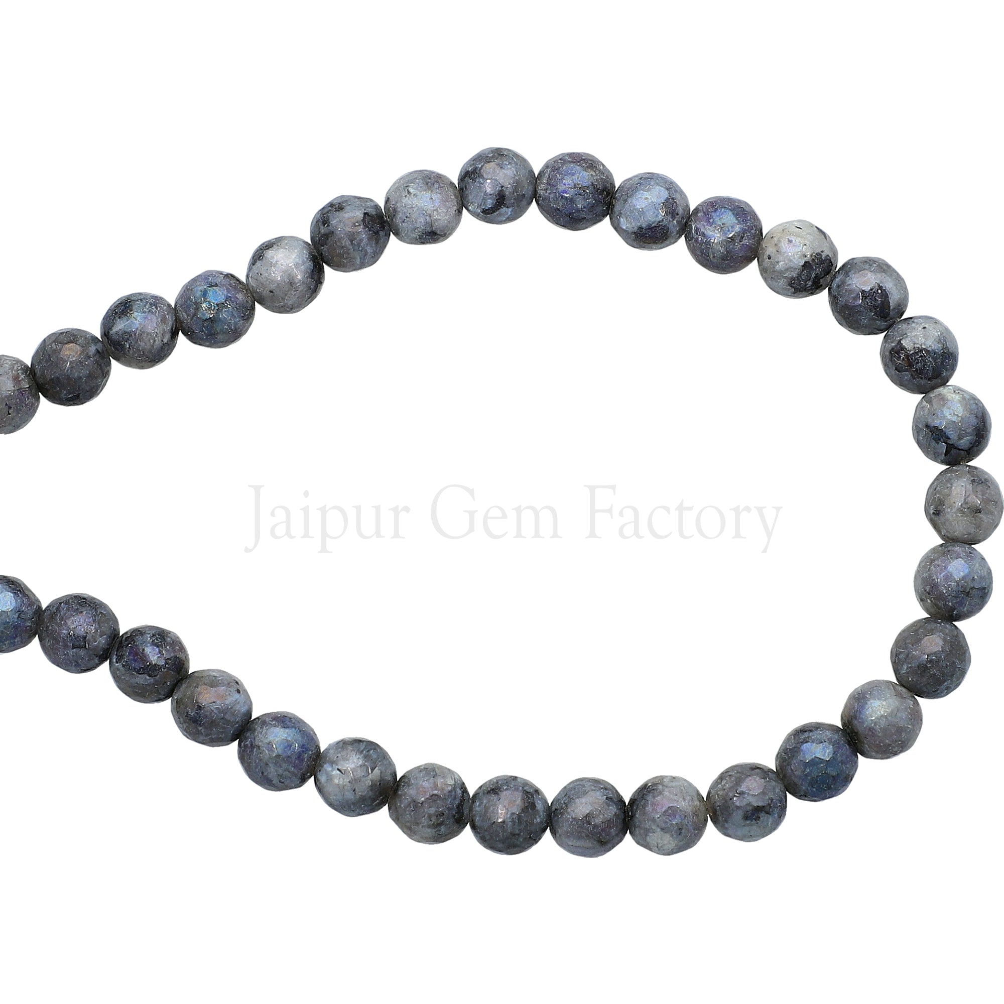 6 MM Mystic Coated Larvikite Faceted Round Beads 15 Inches Strand
