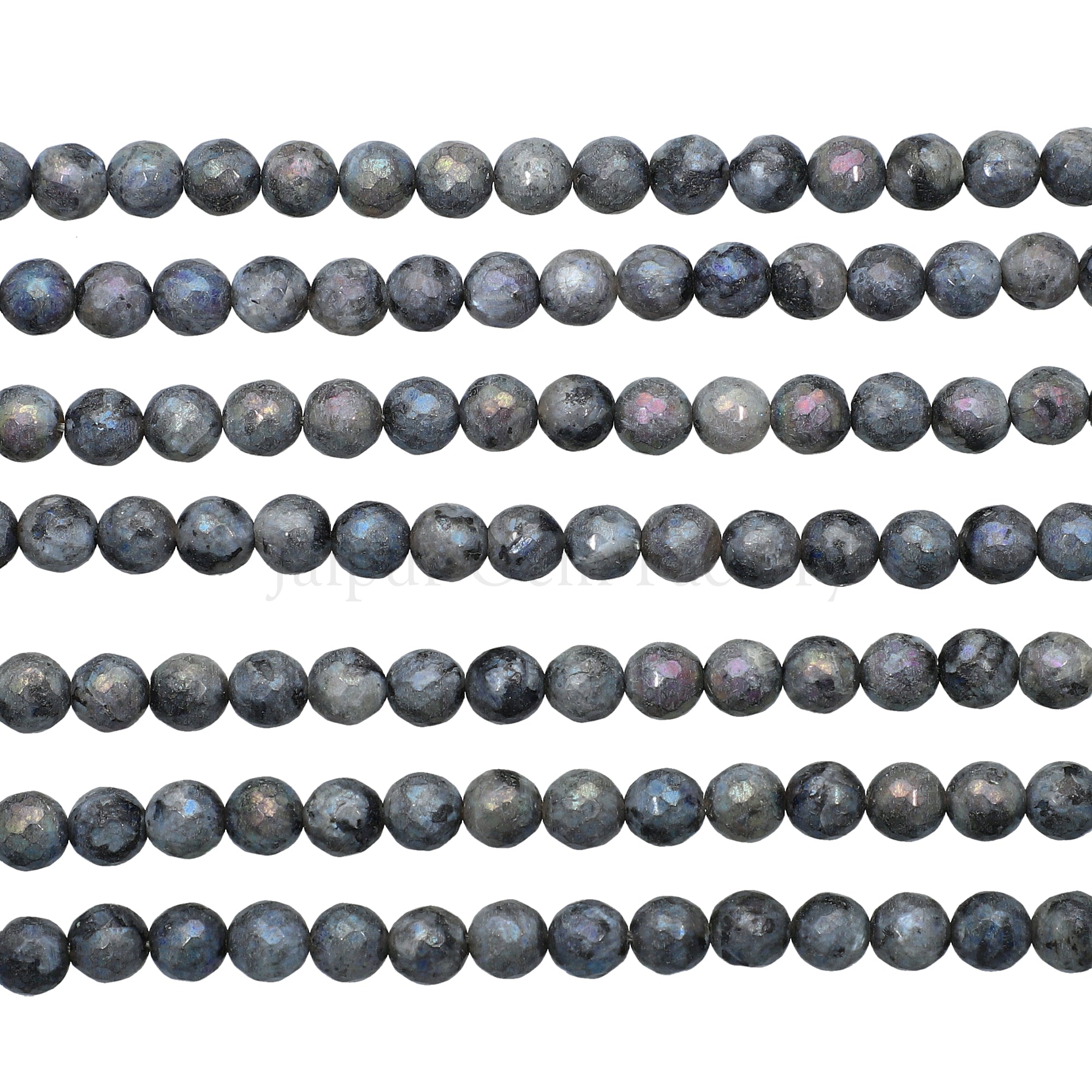 6 MM Mystic Coated Larvikite Faceted Round Beads 15 Inches Strand