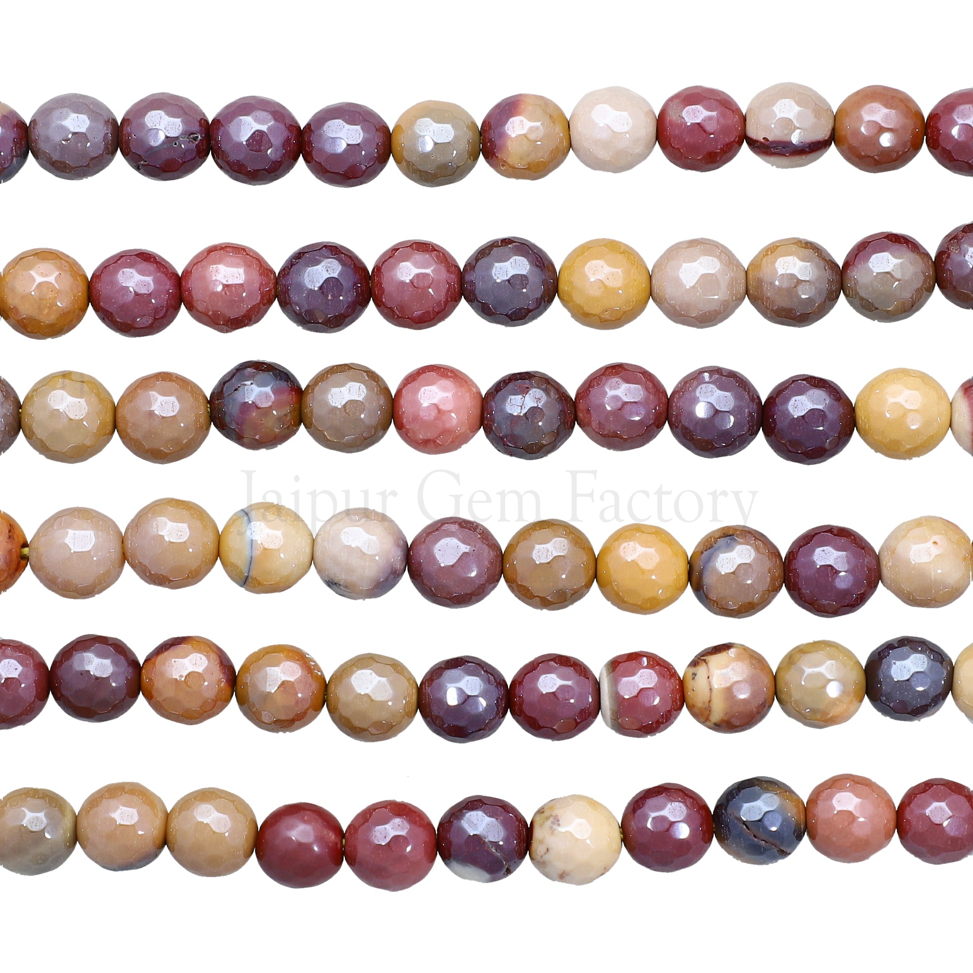 8 MM Mystic Coated Mookaite Faceted Round Beads 15 Inches Strand